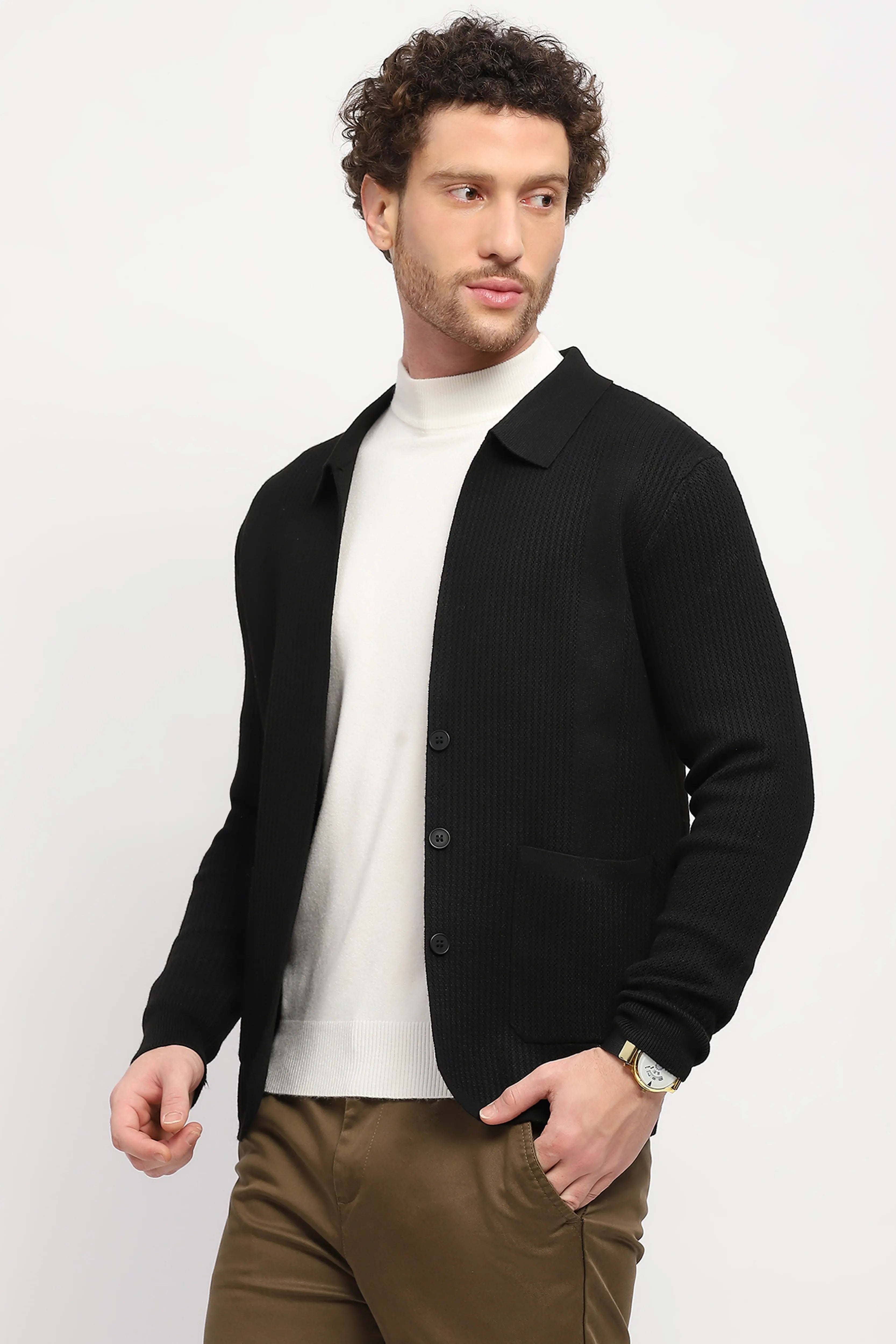 Solid Textured Winter Shacket