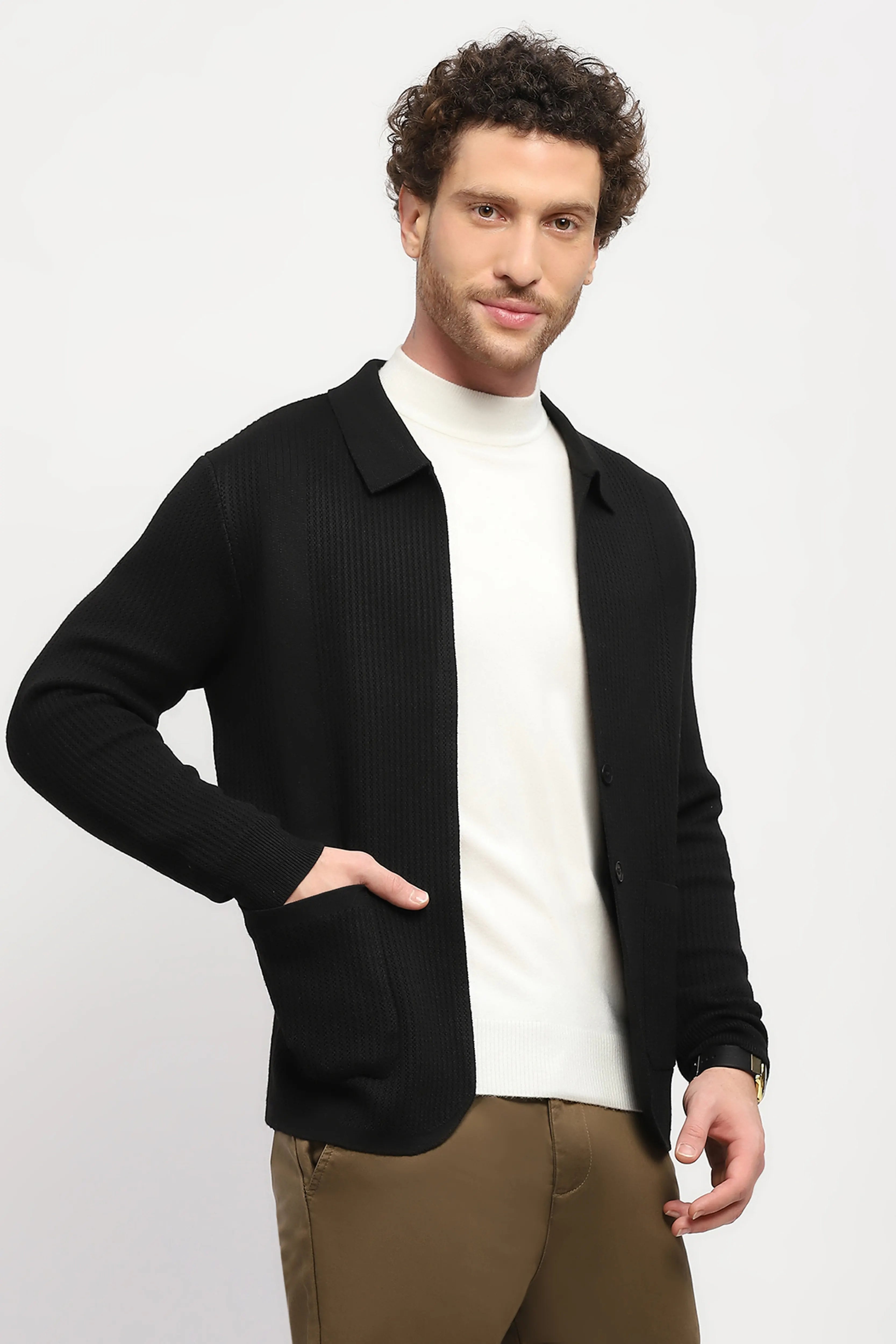 Solid Textured Winter Shacket