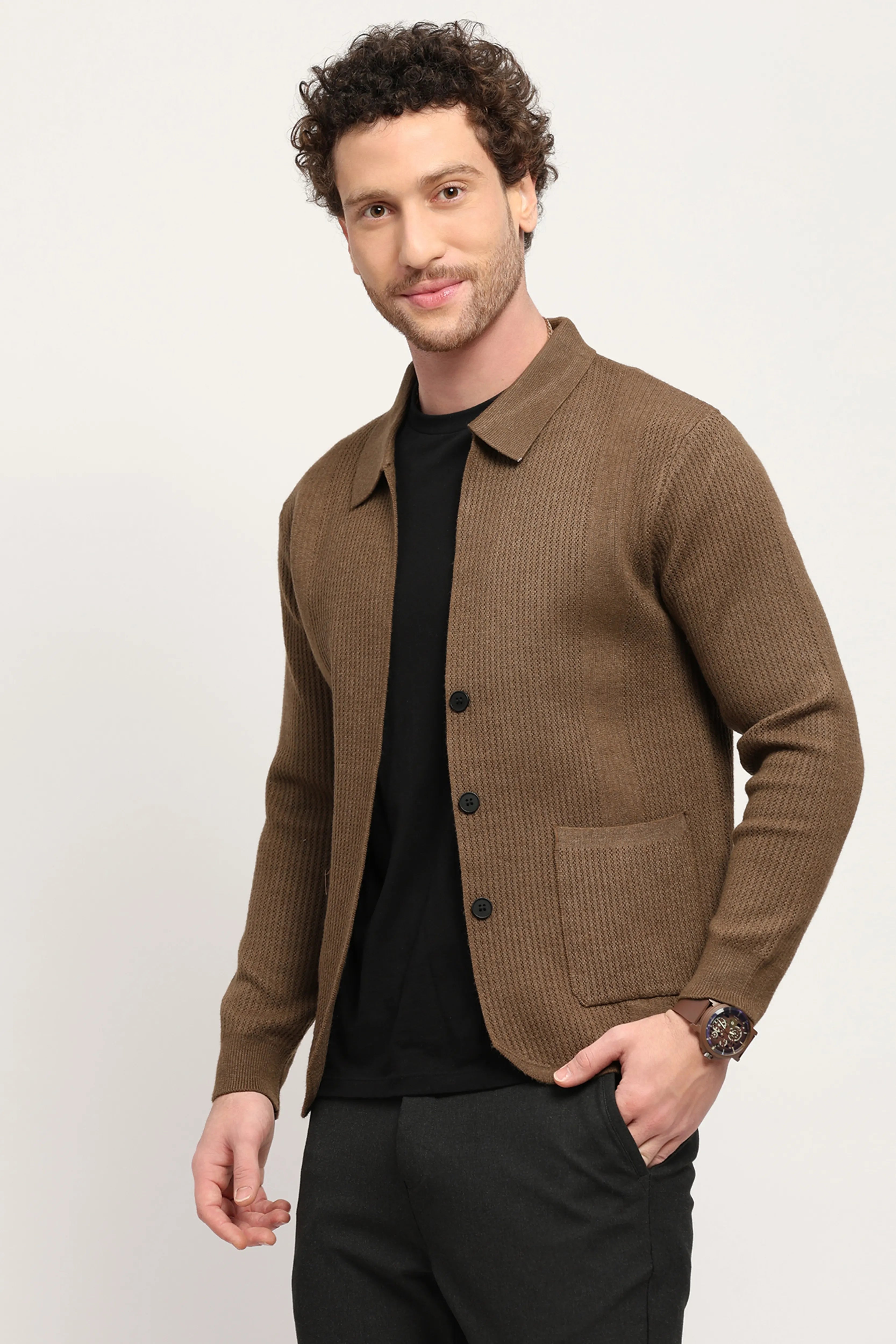 Solid Textured Winter Shacket