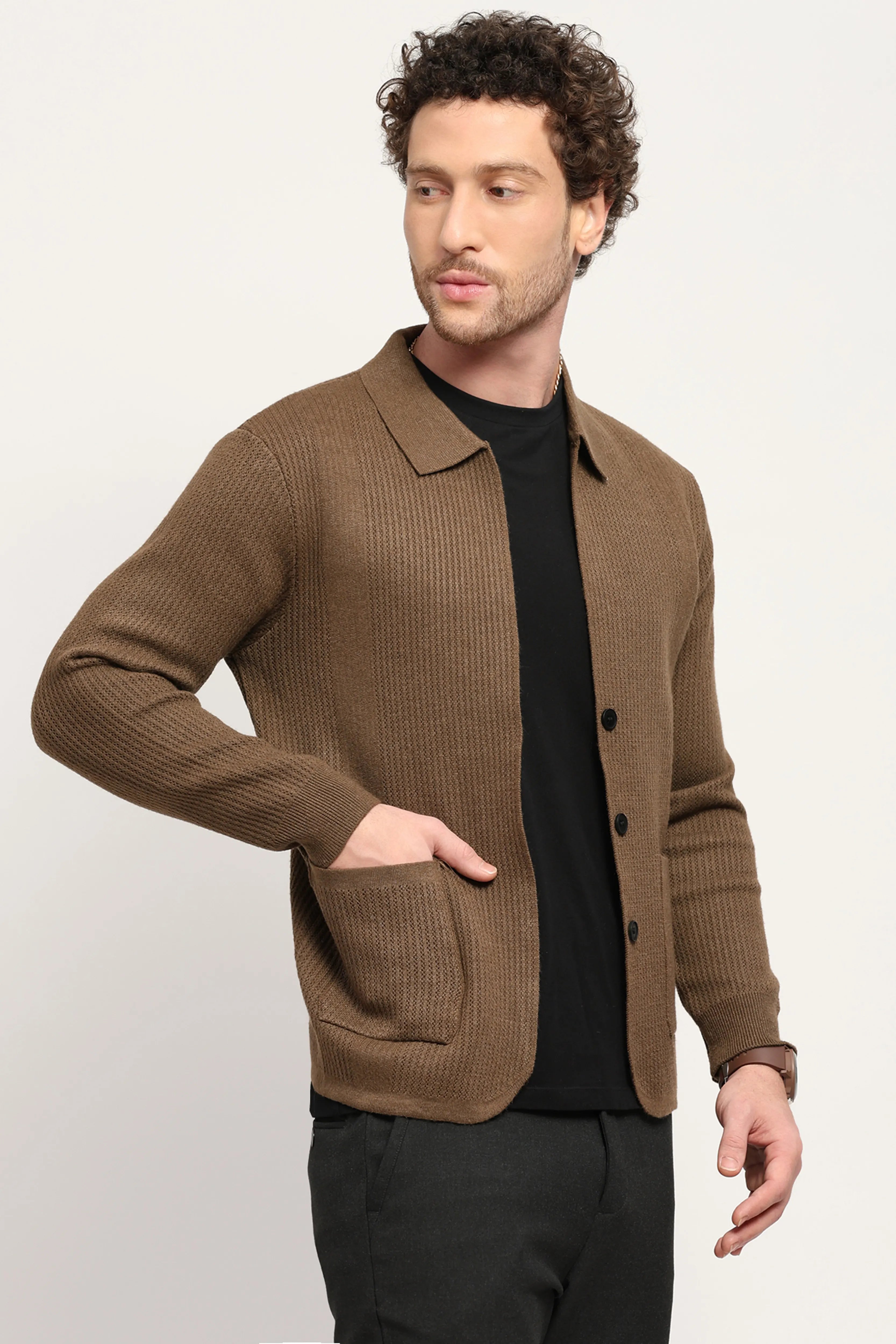 Solid Textured Winter Shacket