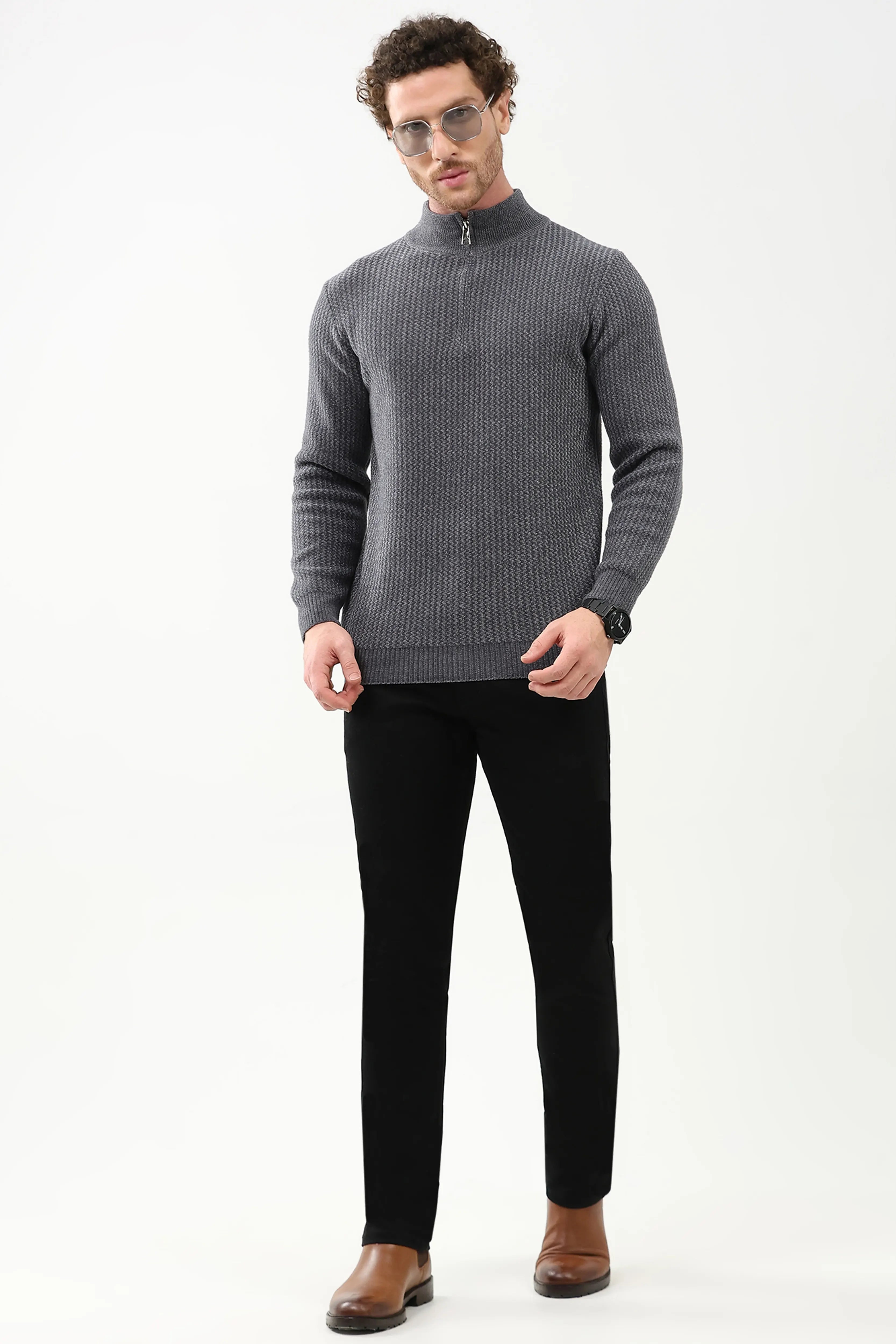 Woven Pattern Winter Pullover - Global Republic