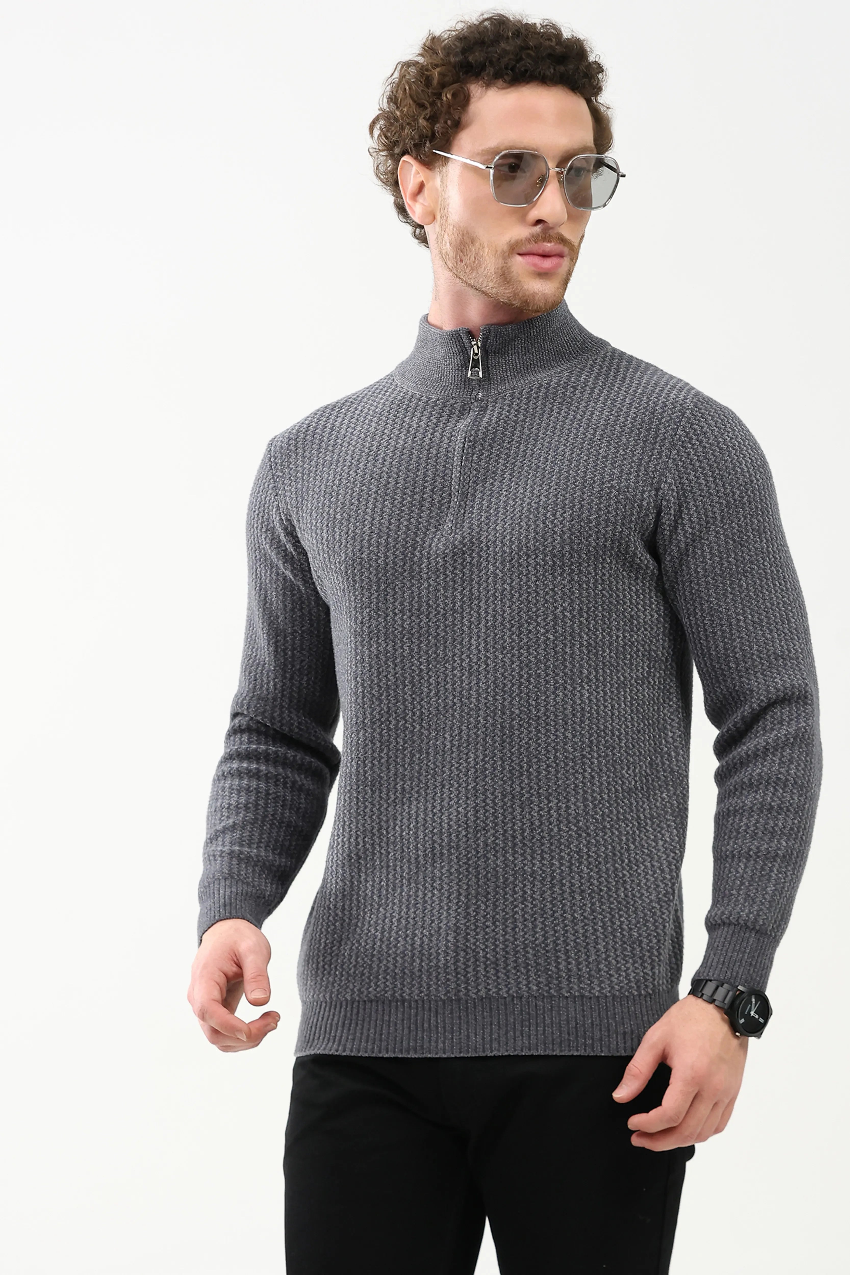 Woven Pattern Winter Pullover - Global Republic