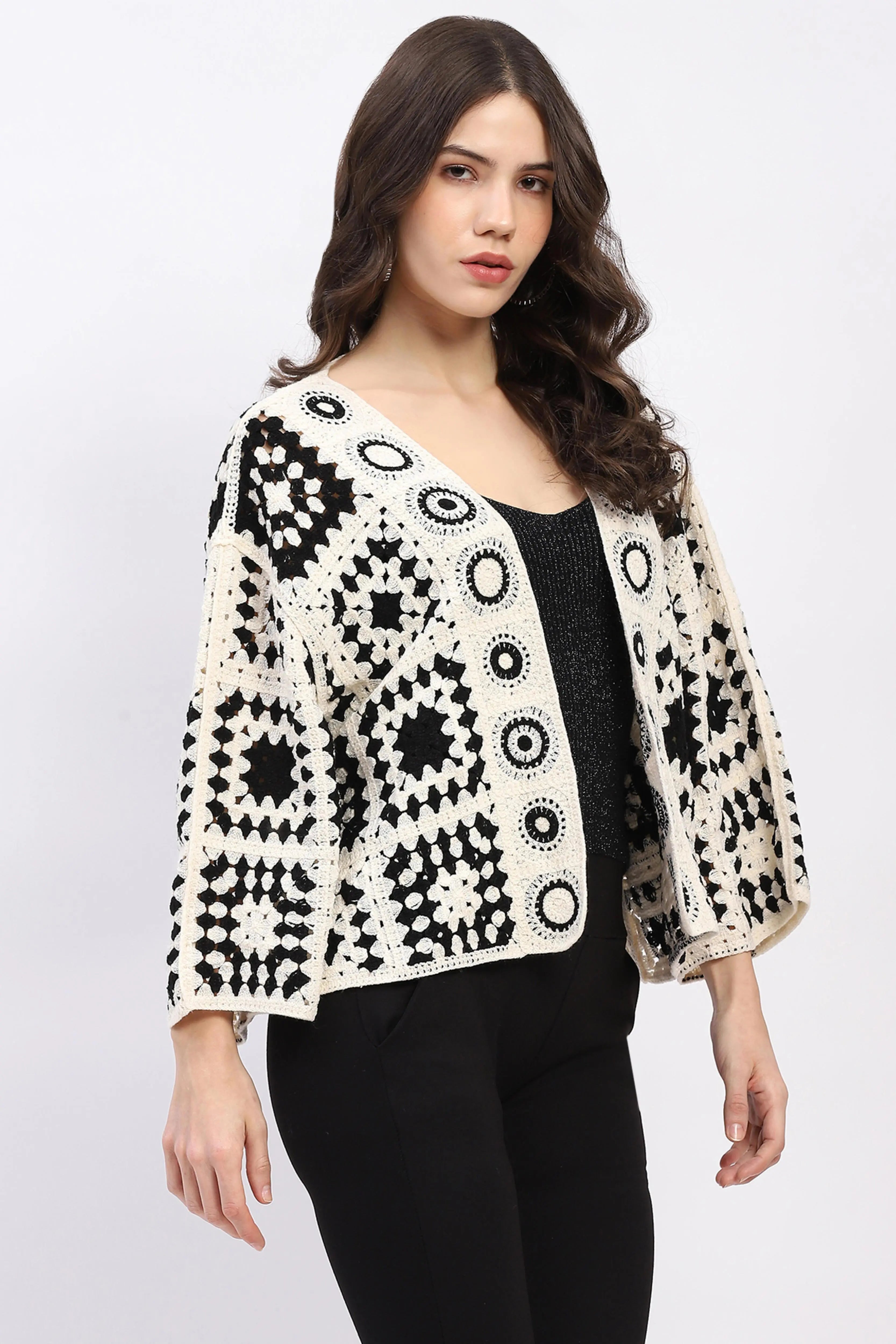 Geometric Crochet Shrug - Global Republic