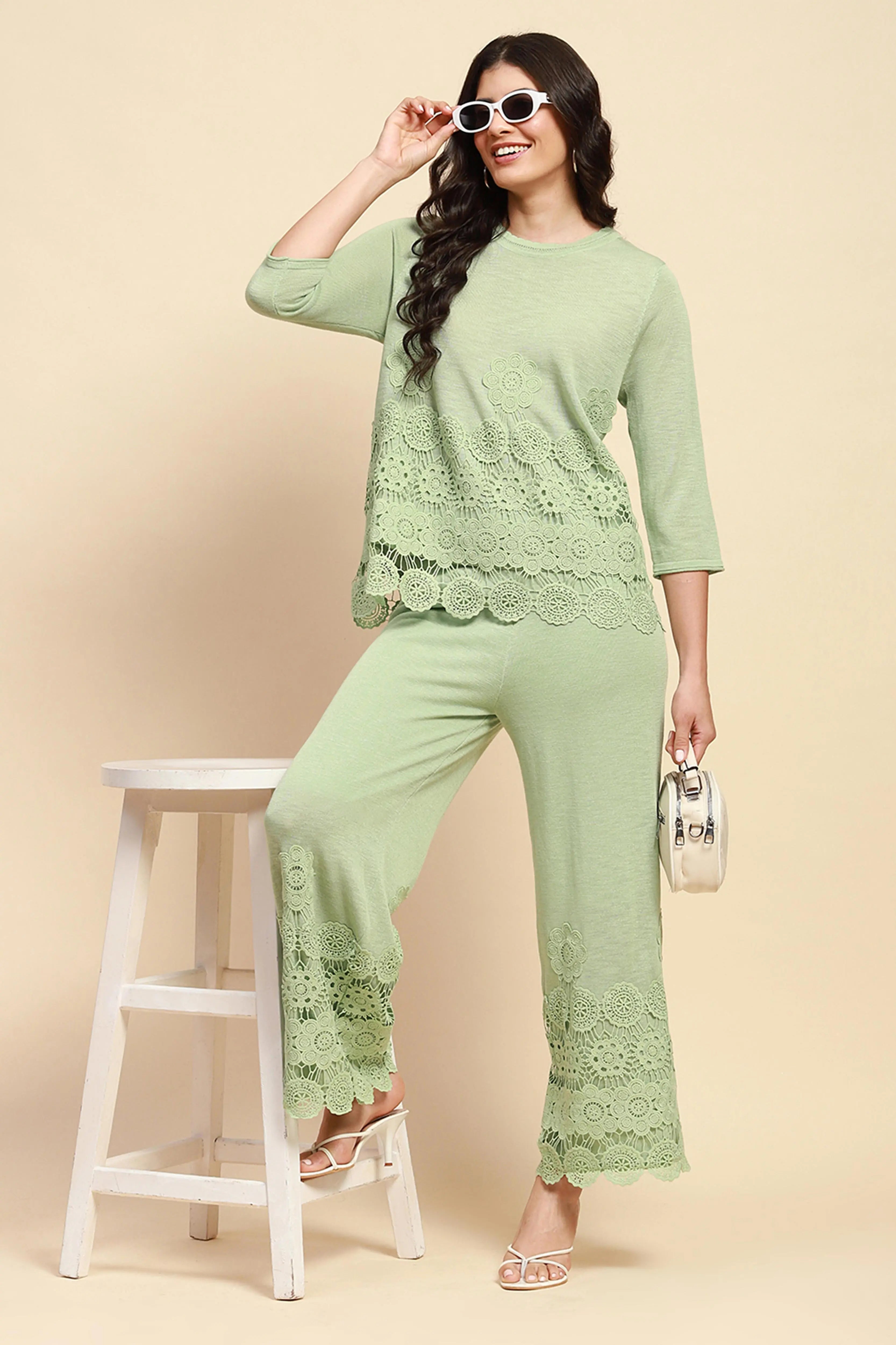 Green Viscose Relaxed Fit Co-ord Sets - Global Republic