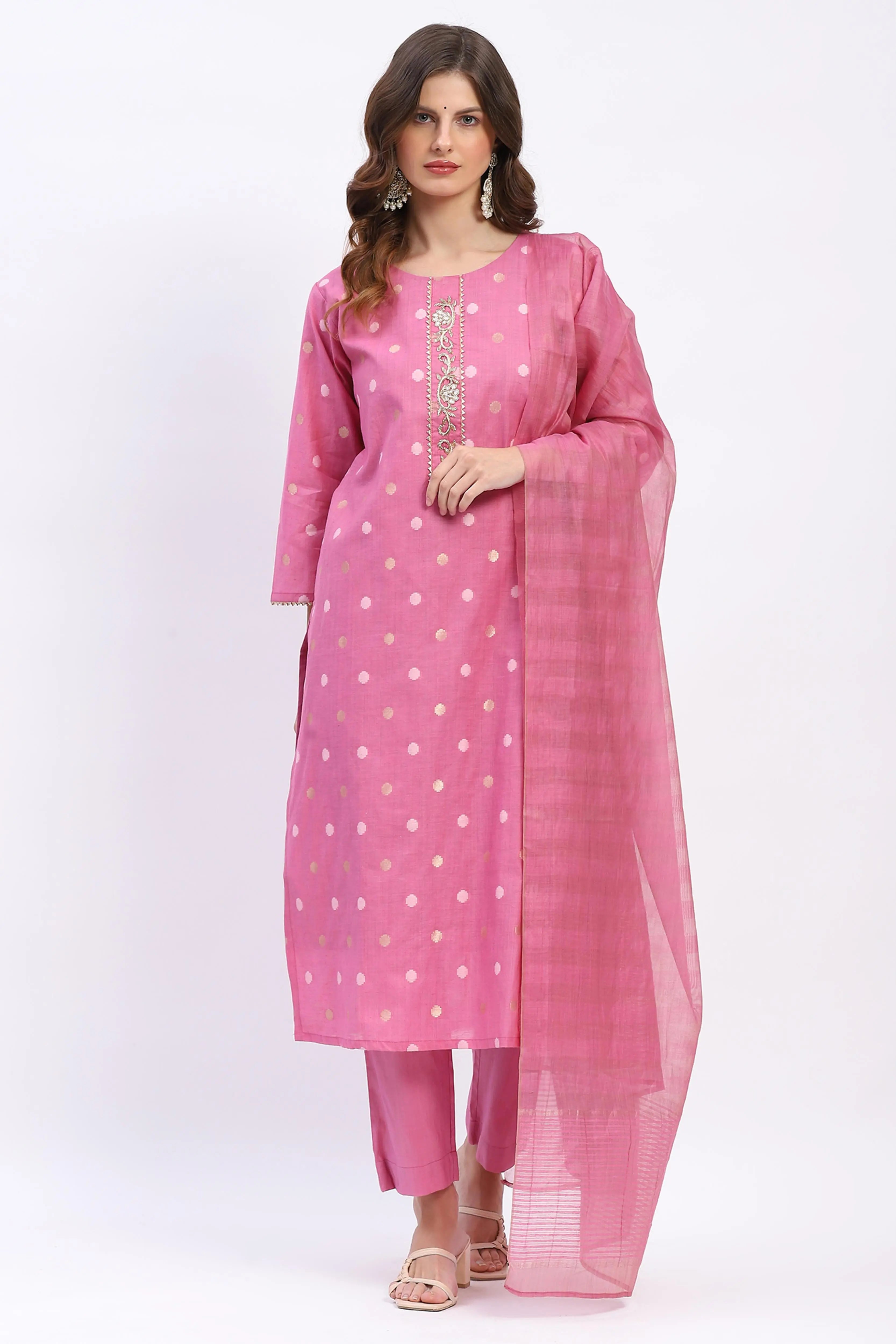 Embellished Chanderi Suit Set - Global Republic