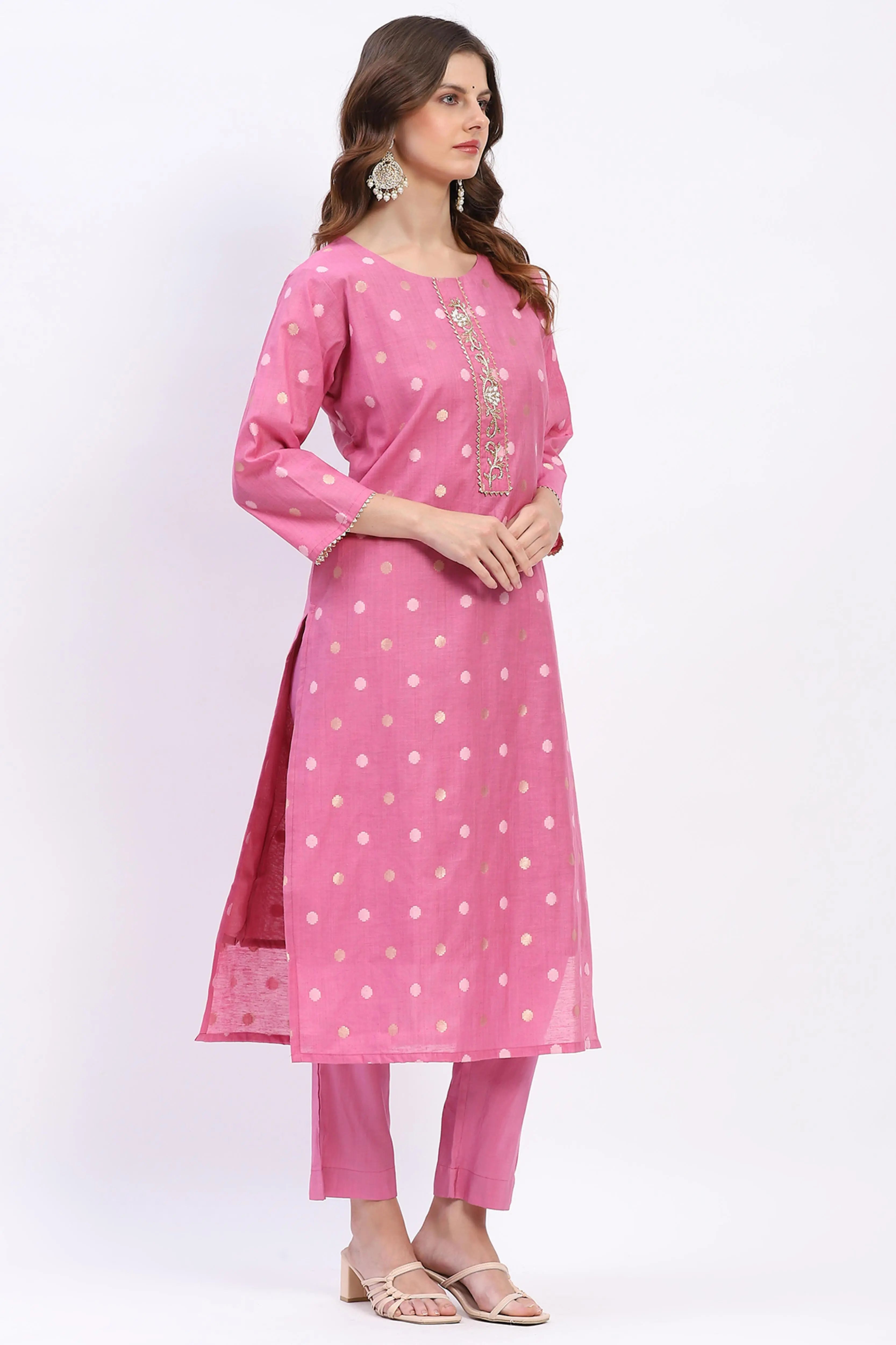 Embellished Chanderi Kurta Set - Global Republic