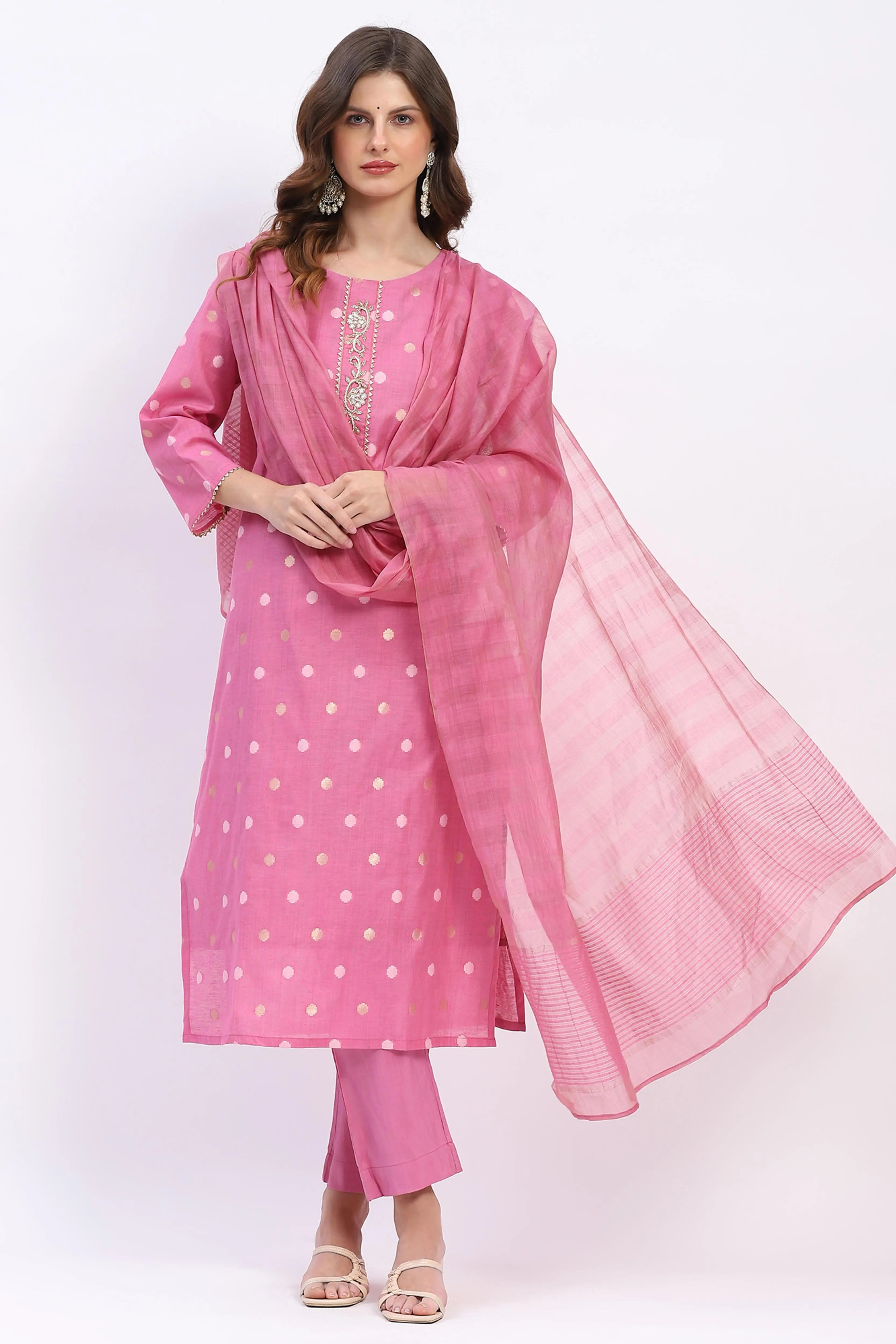 Embellished Chanderi Kurta Set - Global Republic