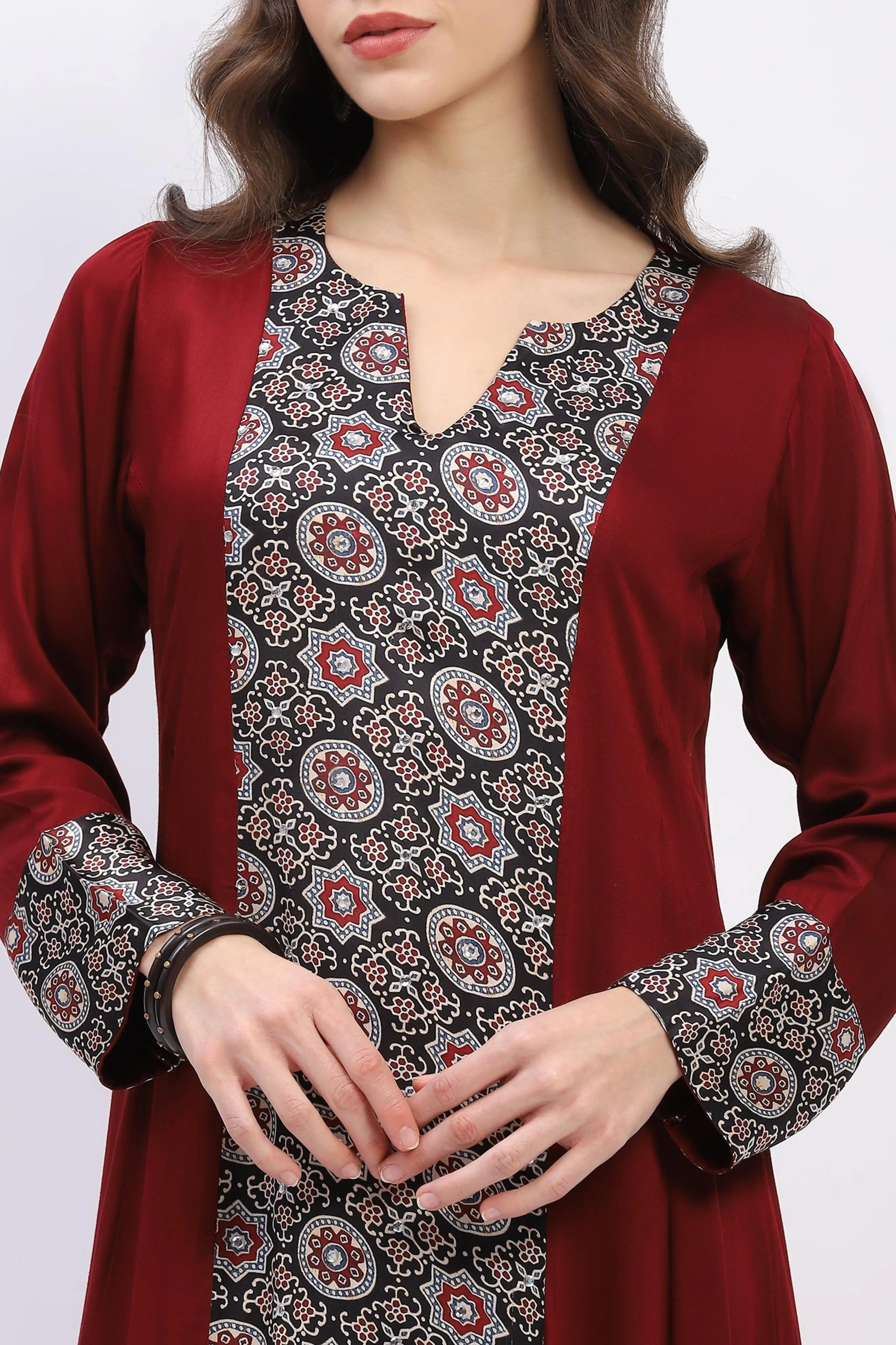 Maroon Modal Kurta Set - Global Republic