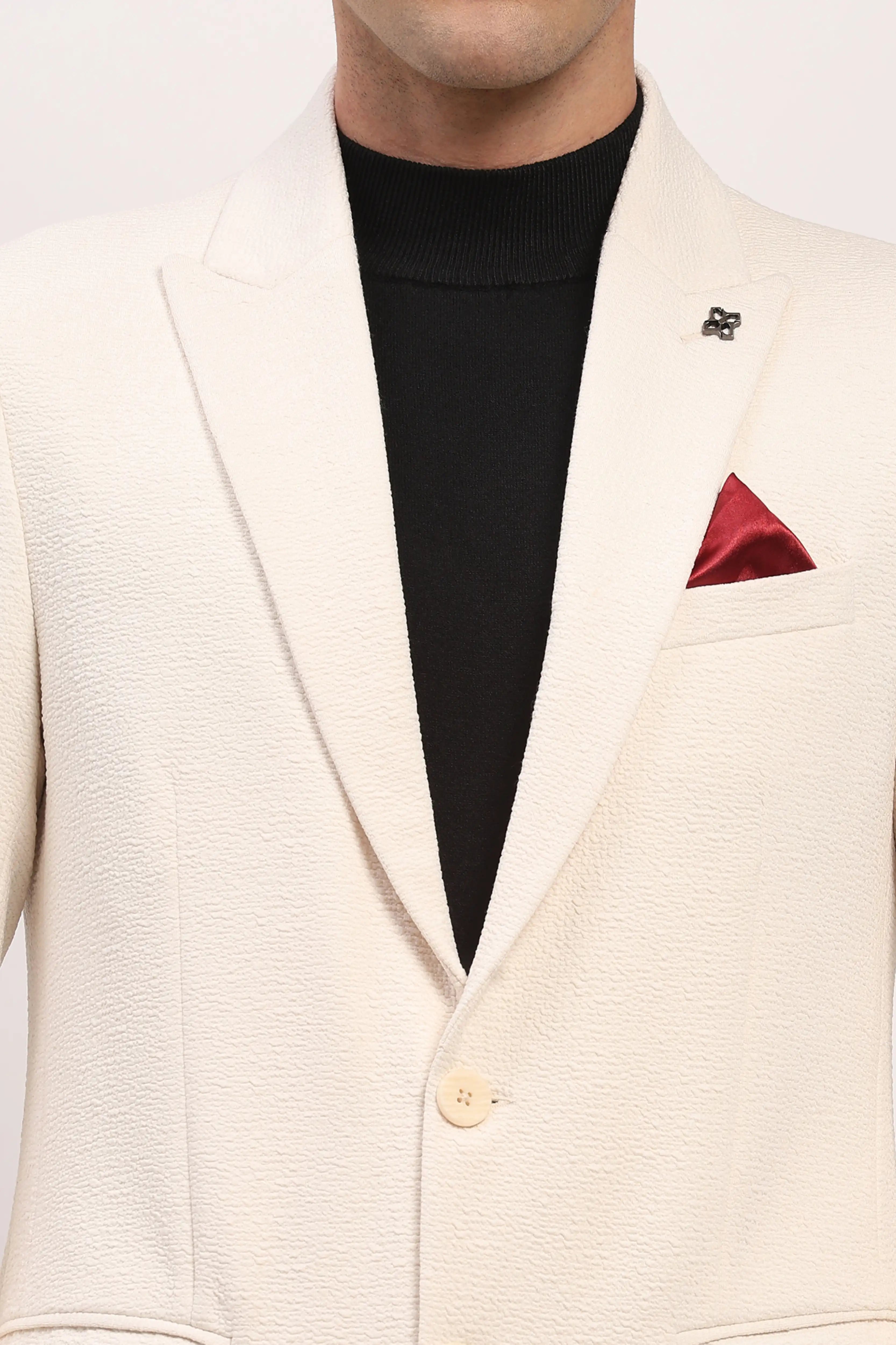 Cream Textured Blazer