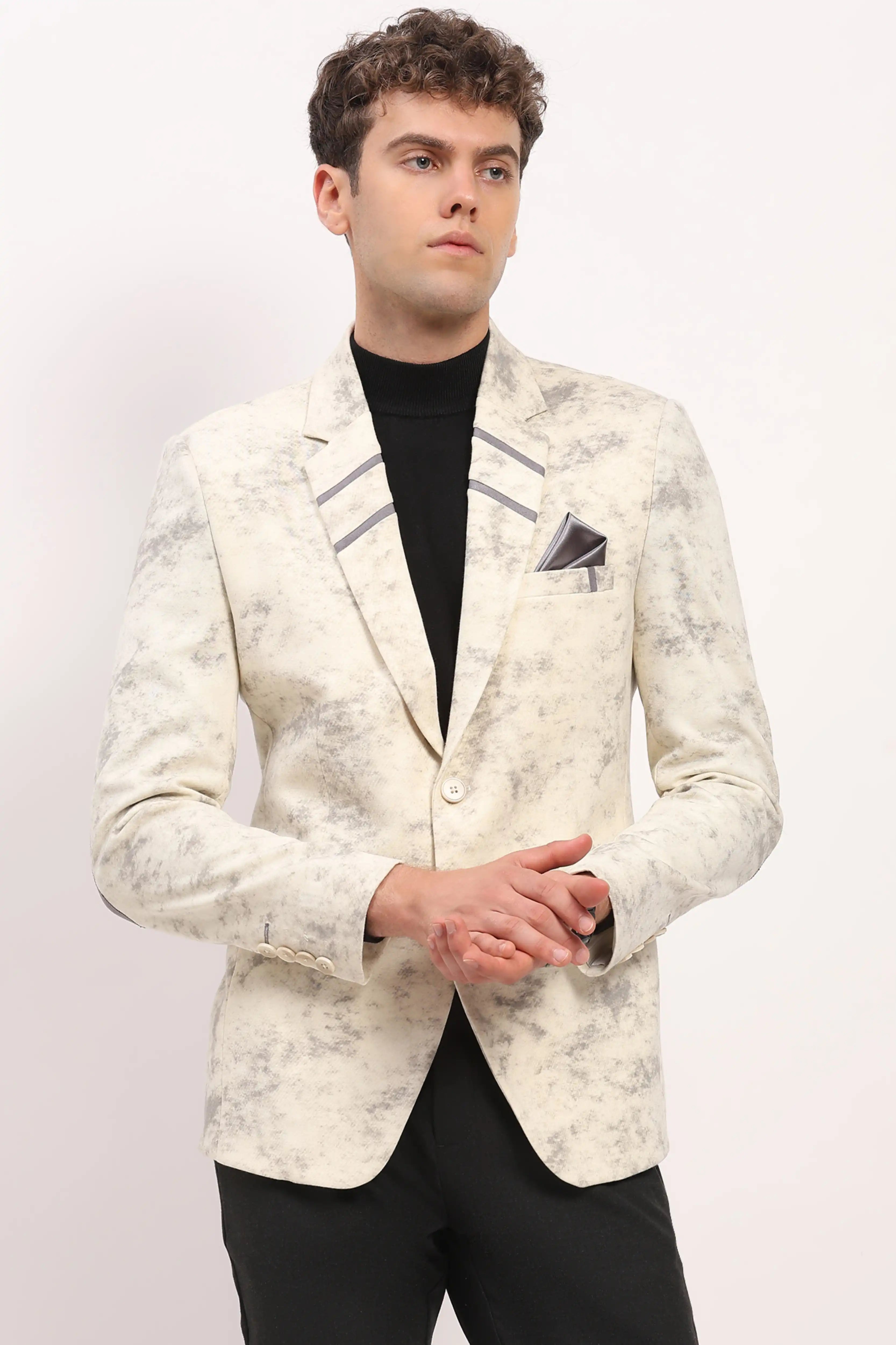 Cream Marble Effect Coat