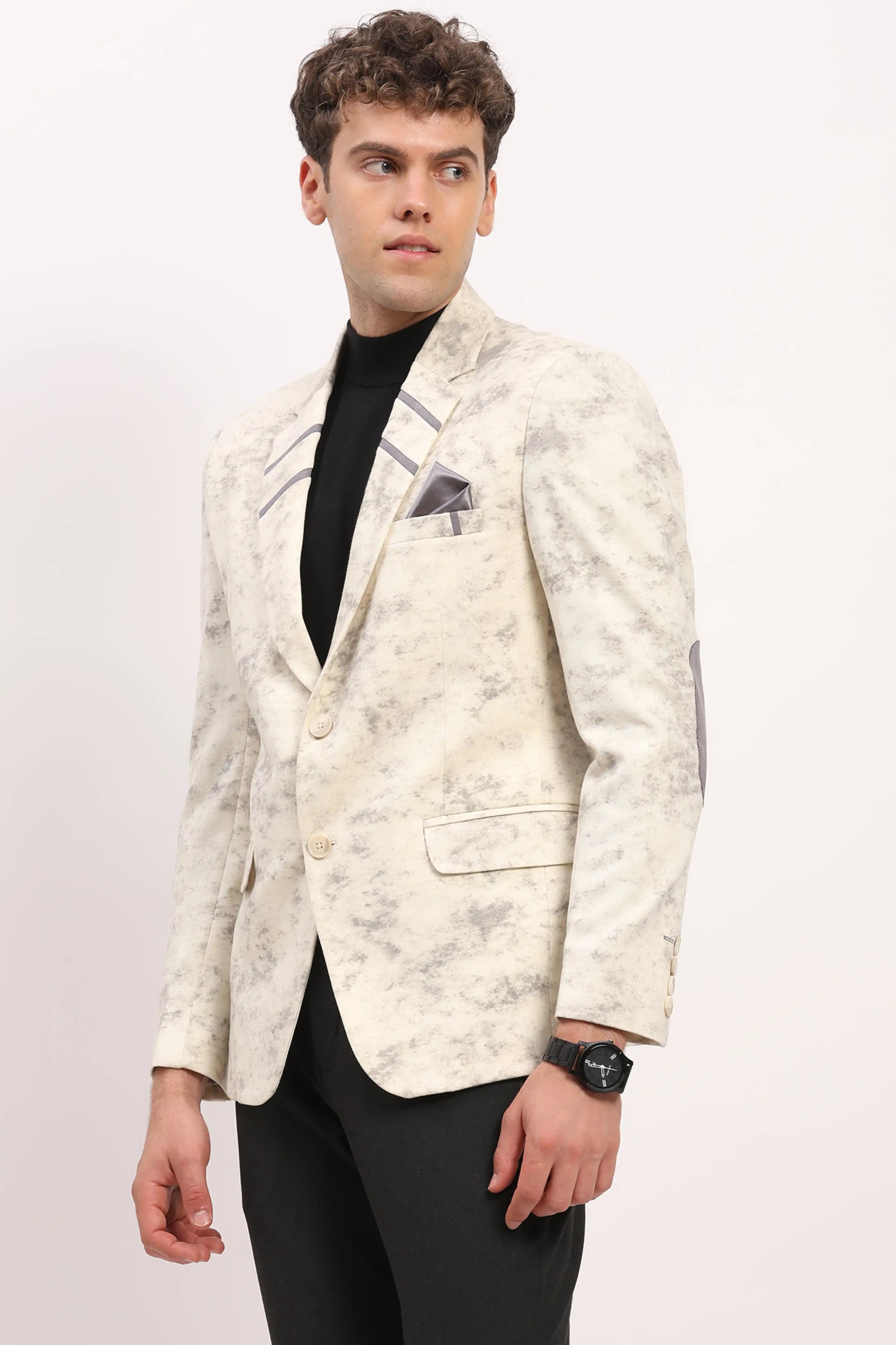 Cream Marble Effect Coat