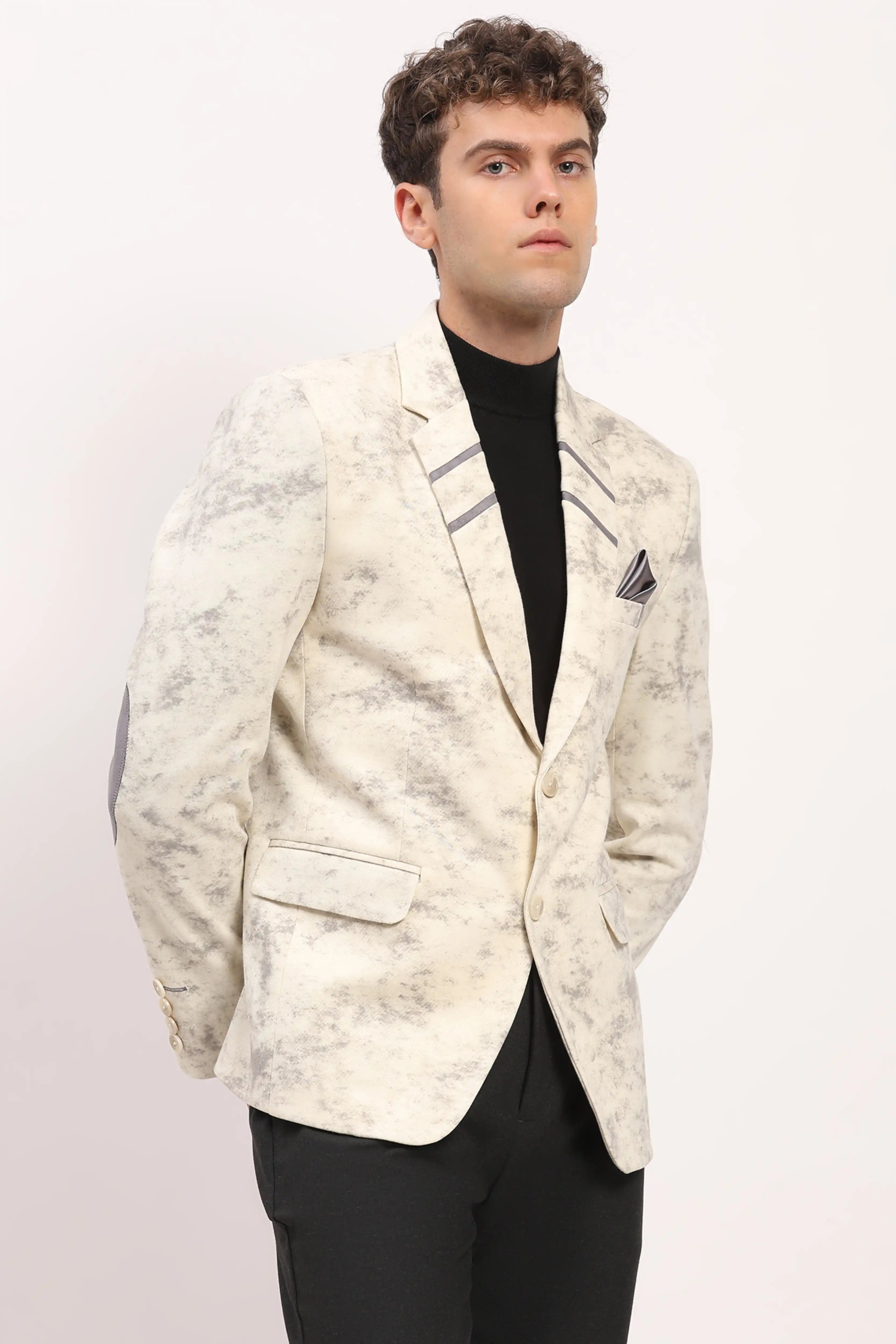 Cream Marble Effect Coat