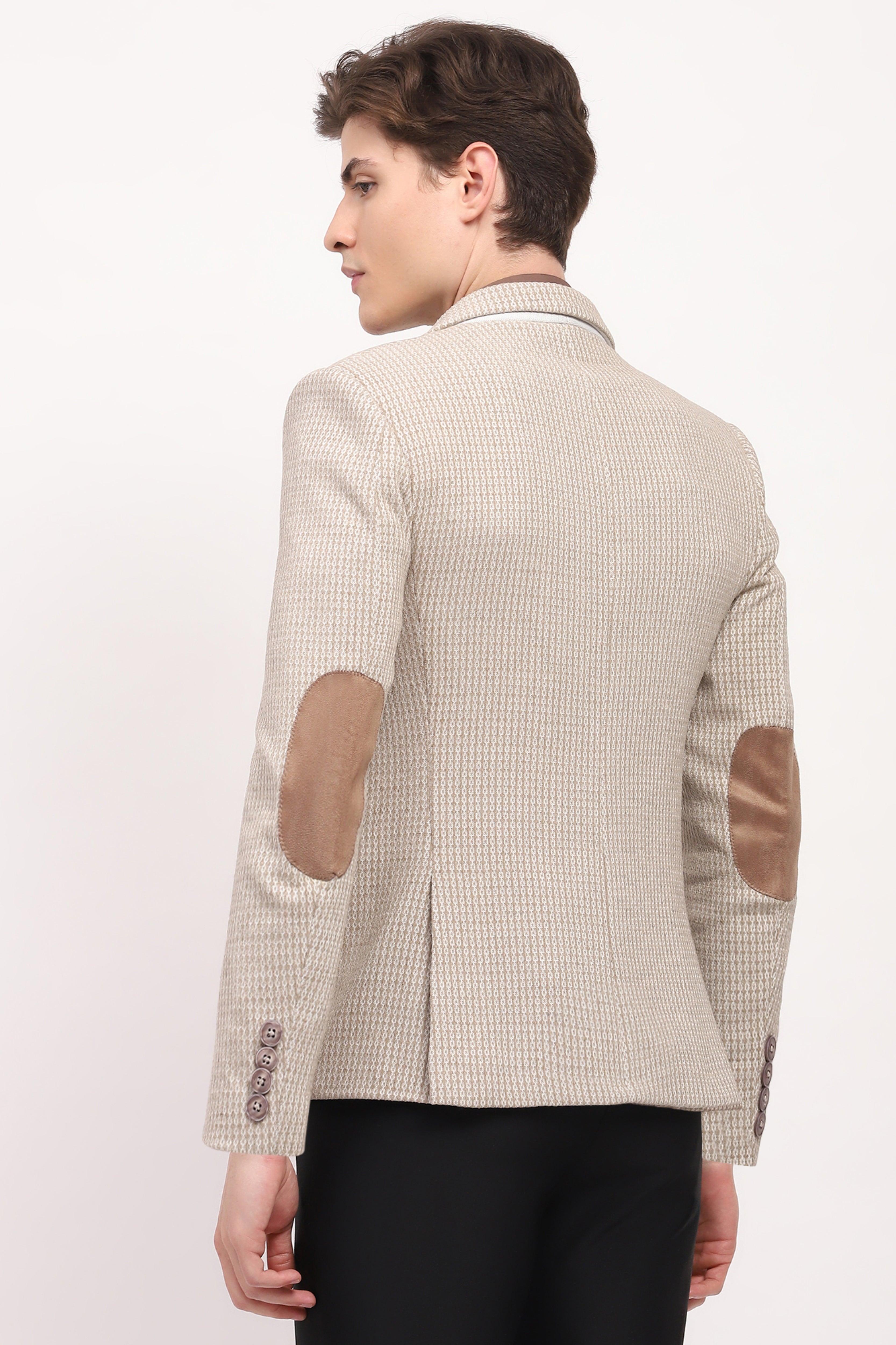 Beige Tailored Elbow Patch Coat