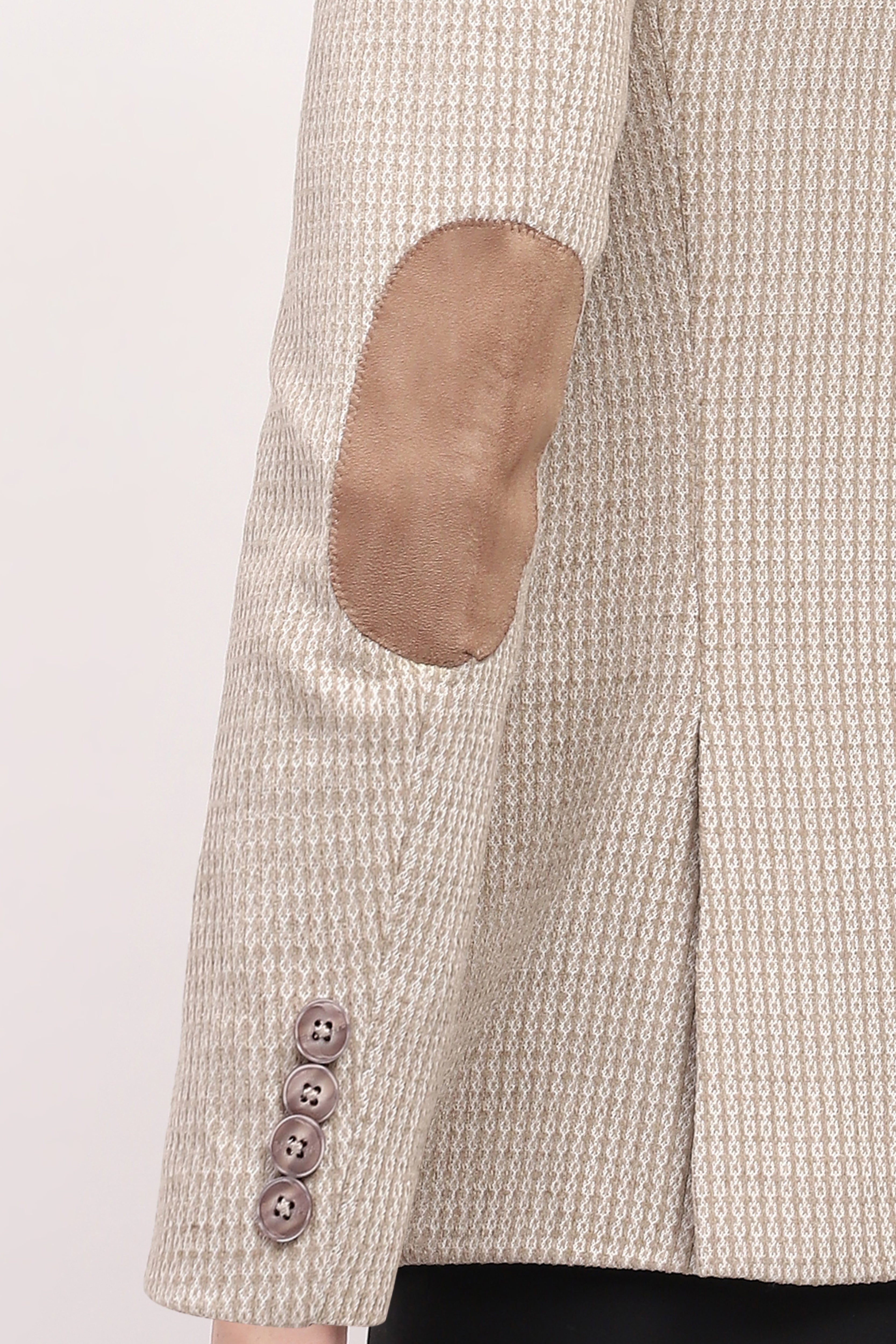 Beige Tailored Elbow Patch Coat