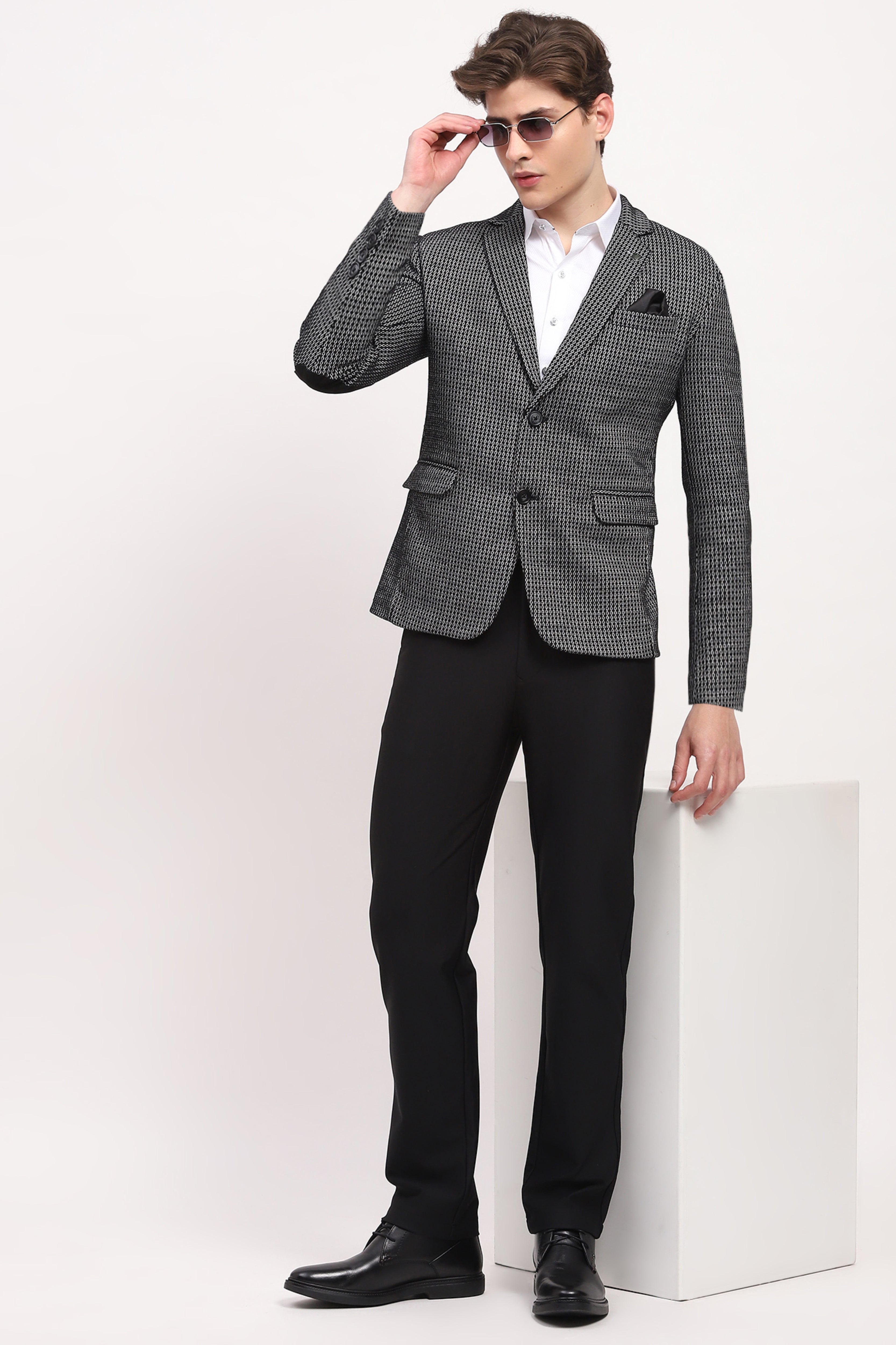 Black Tailored Elbow Patch Coat