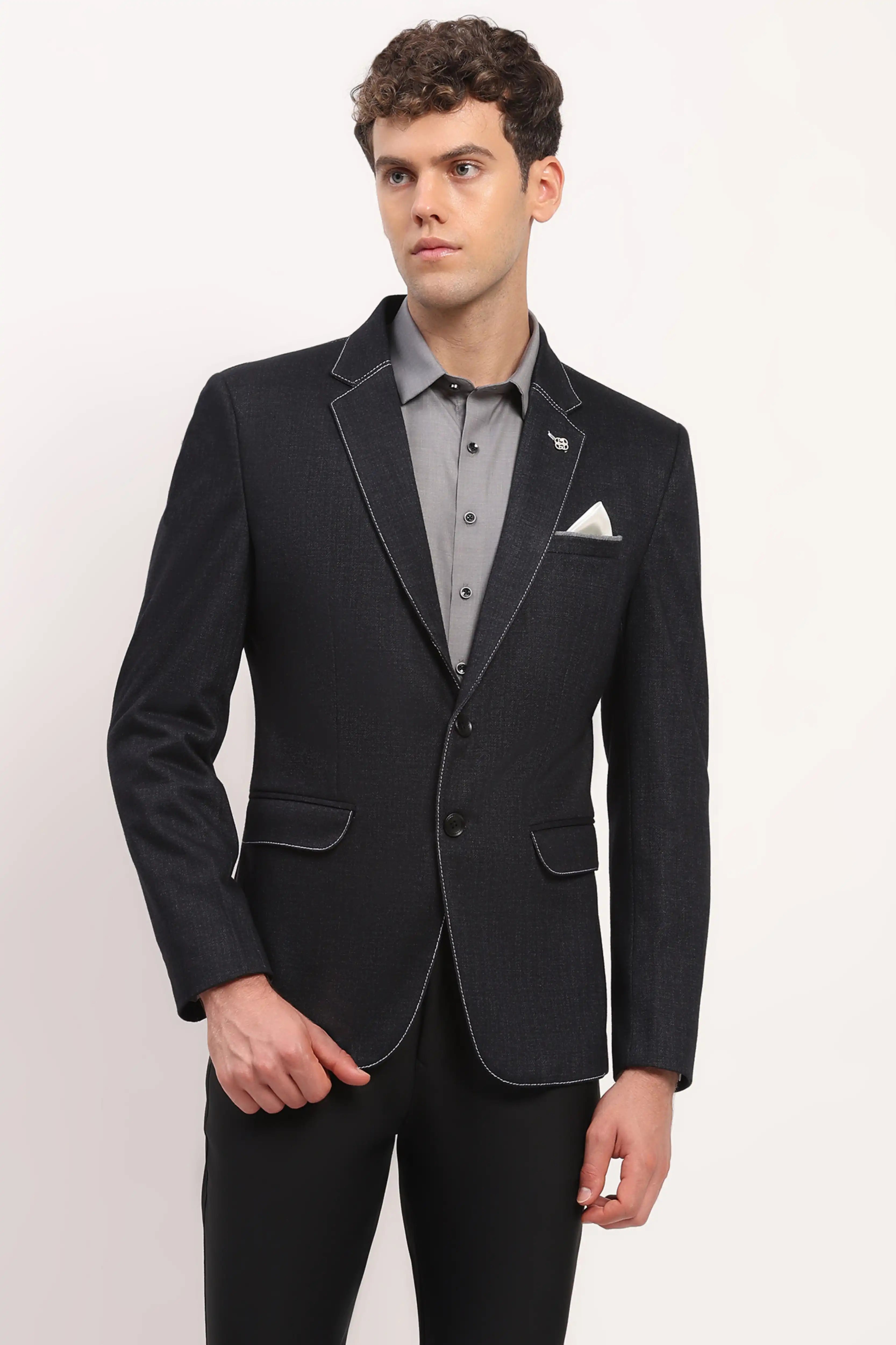 Charcoal Stitch-Detail Coat