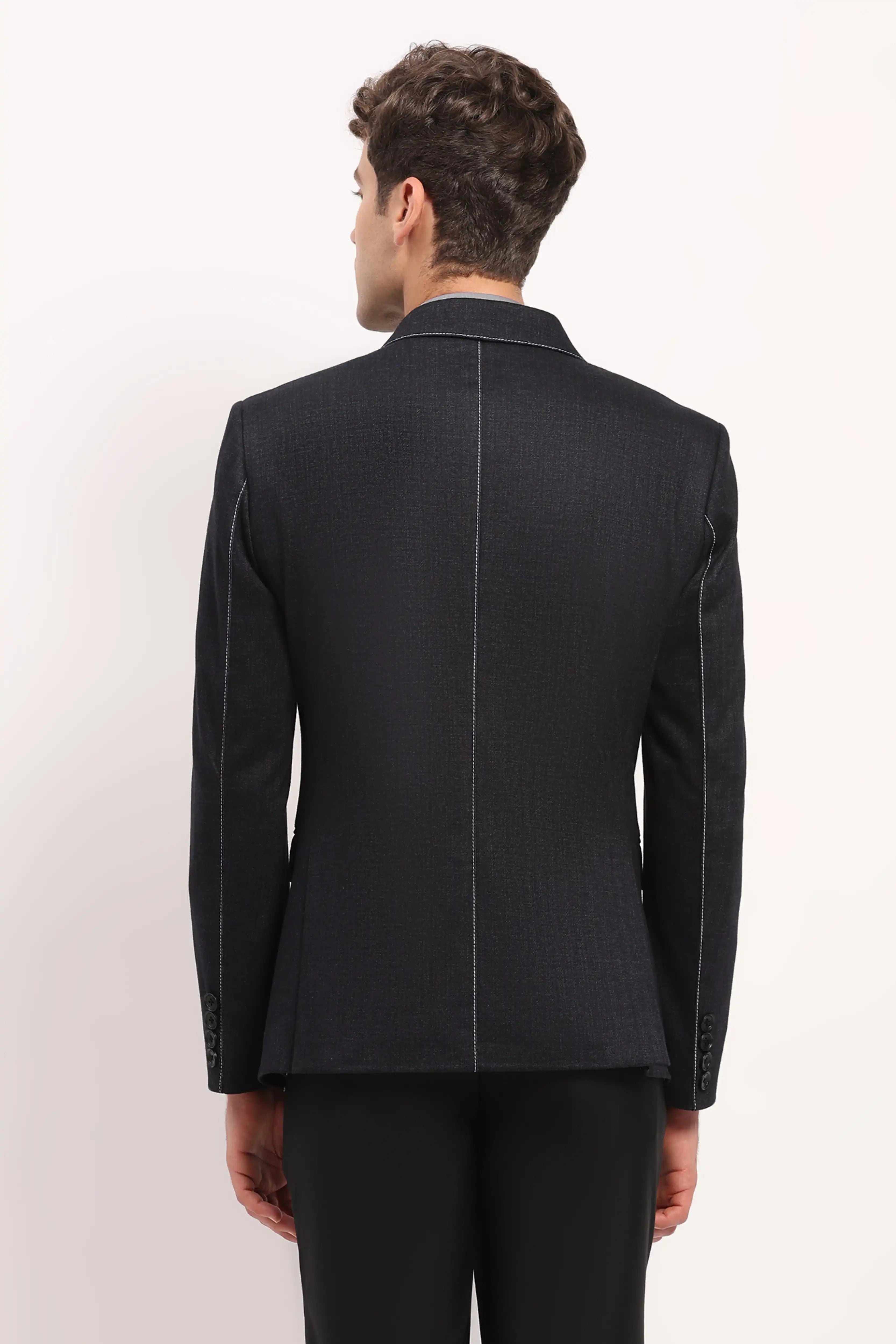 Charcoal Stitch-Detail Coat