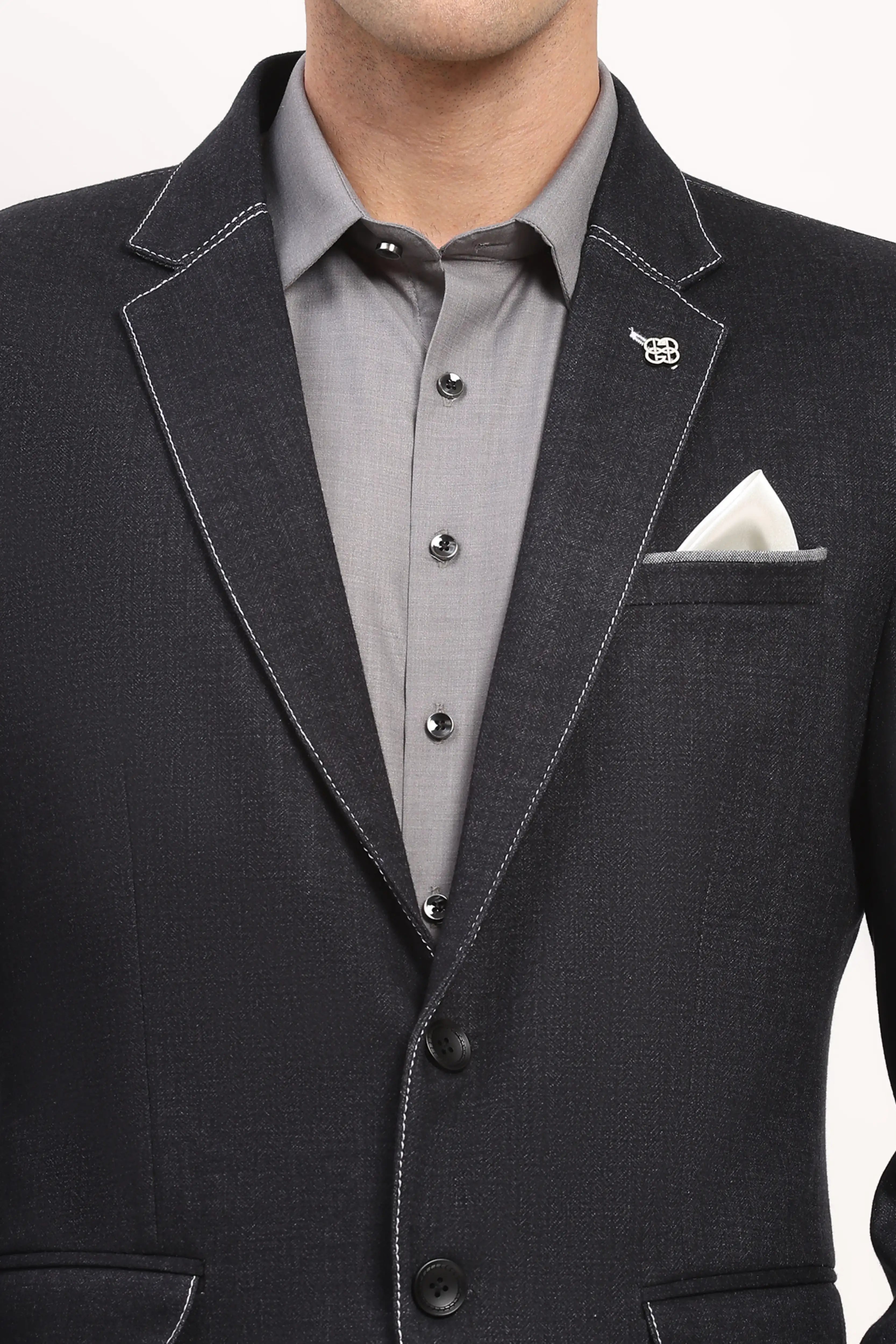 Charcoal Stitch-Detail Coat