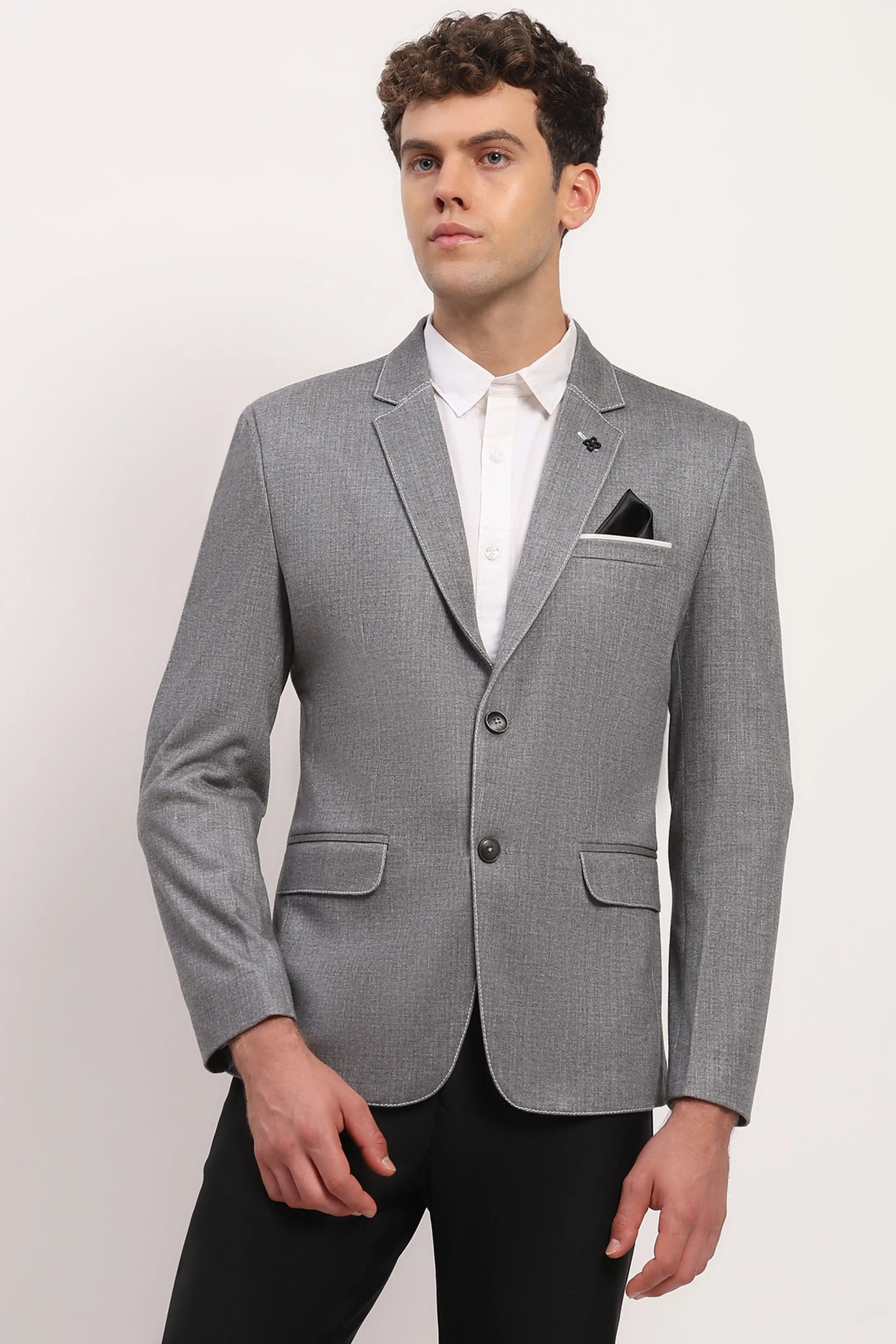 Grey Stitch-Detail Coat