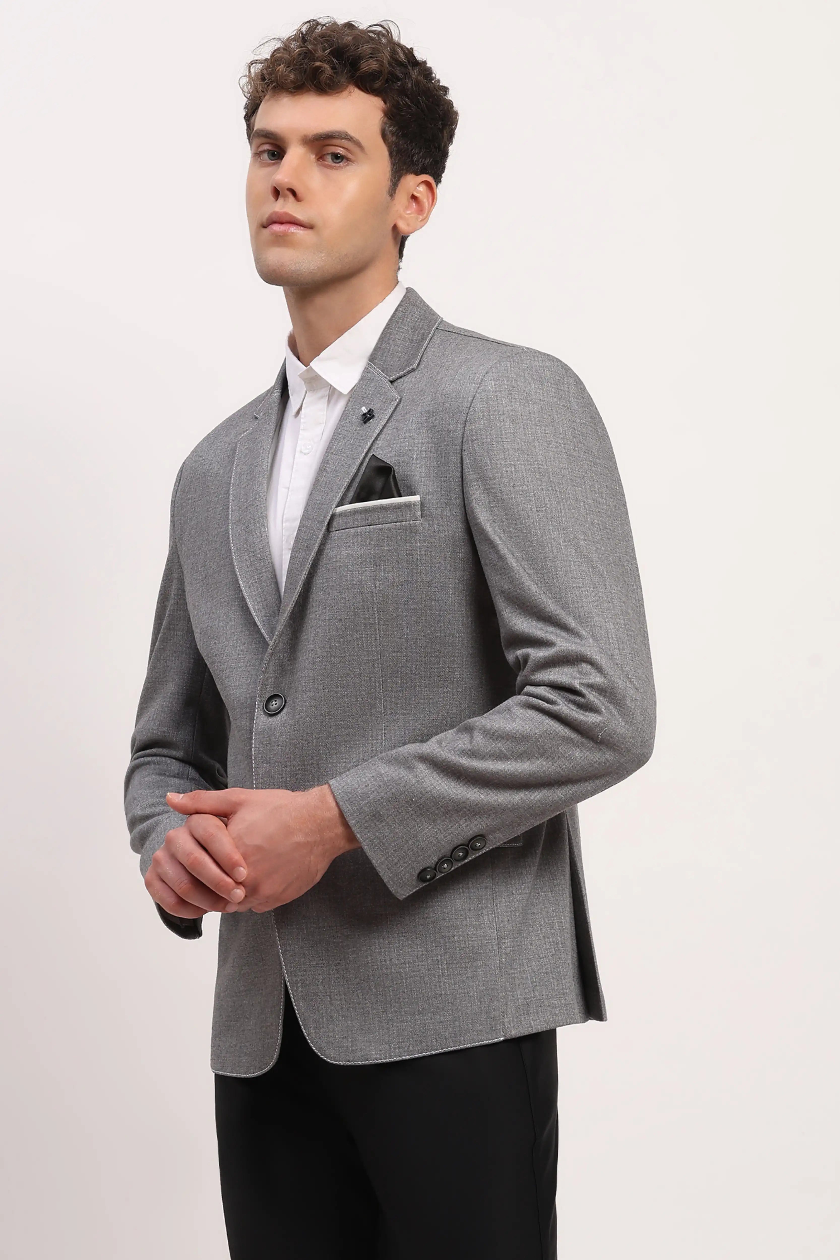 Grey Stitch-Detail Coat