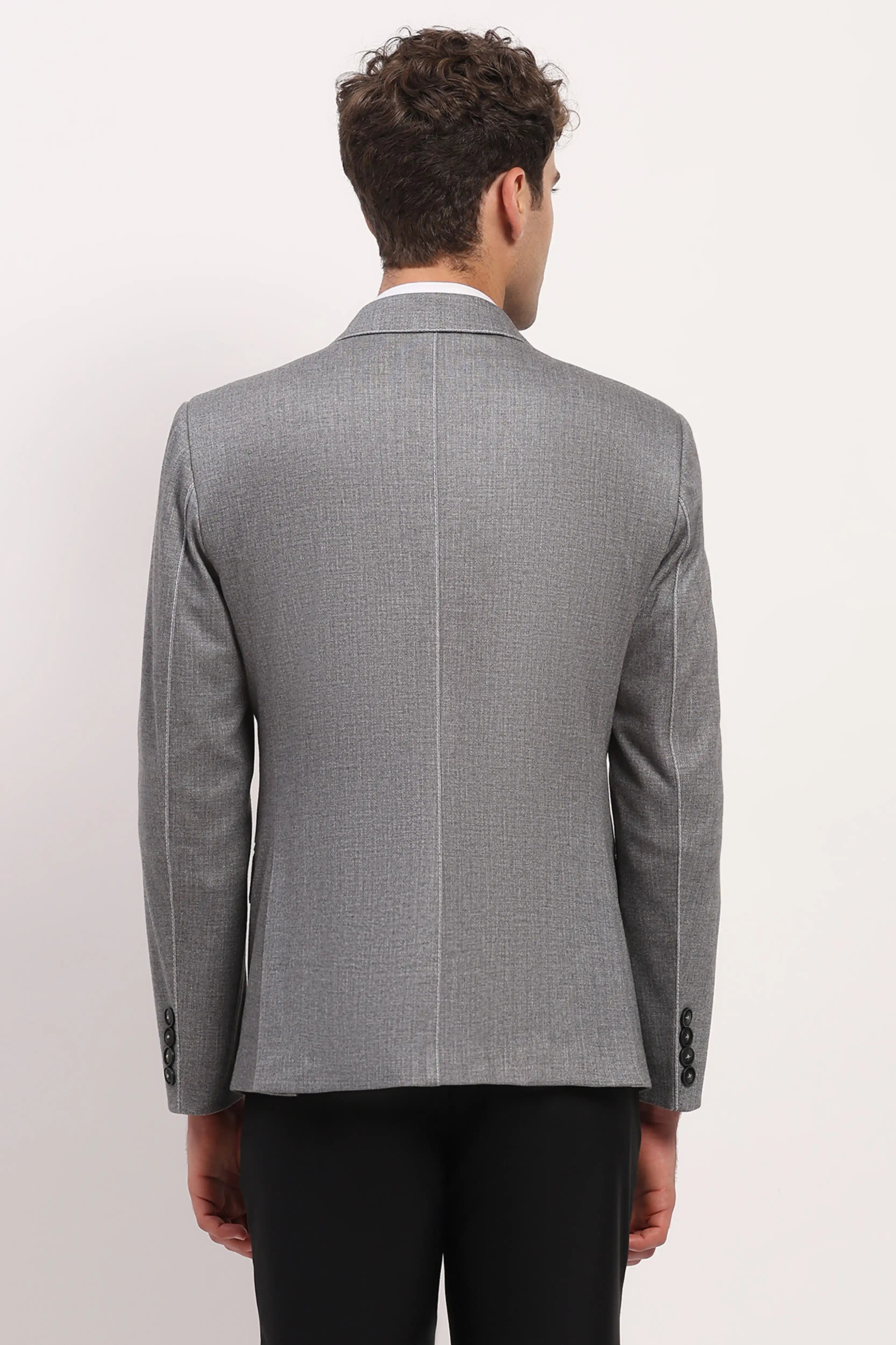 Grey Stitch-Detail Coat
