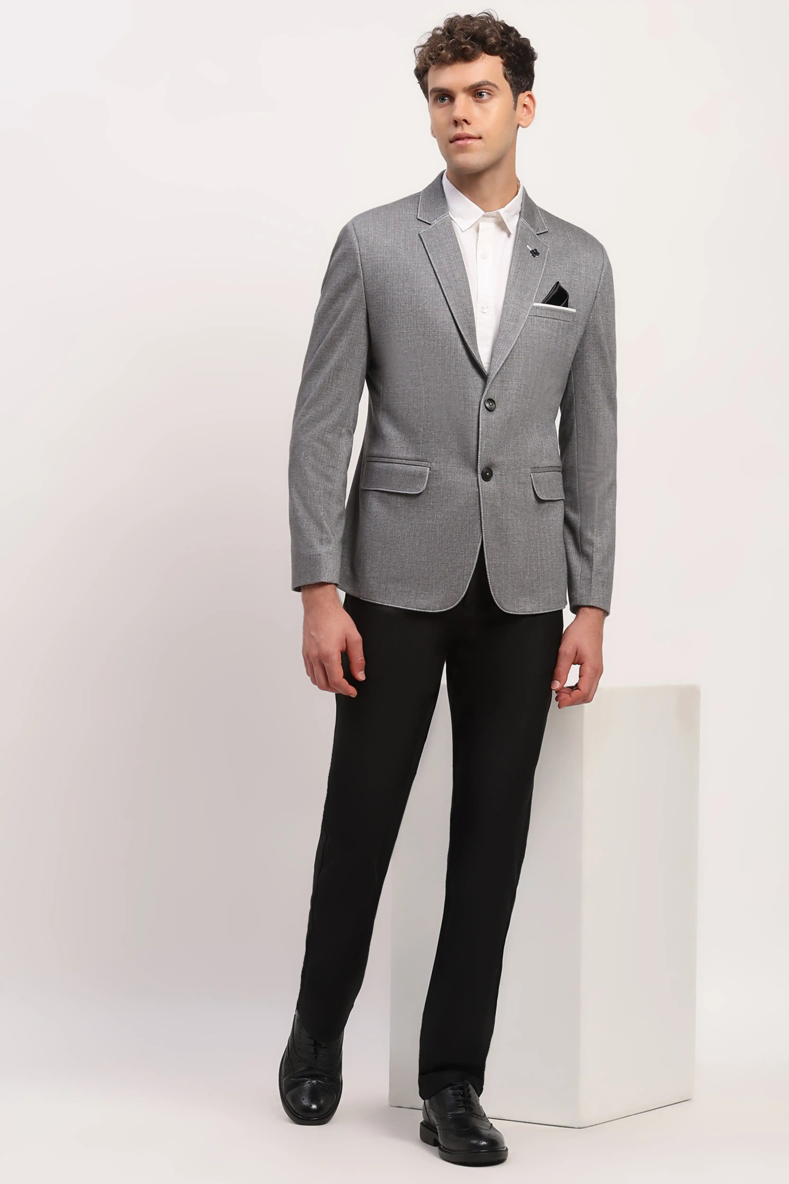 Grey Stitch-Detail Coat