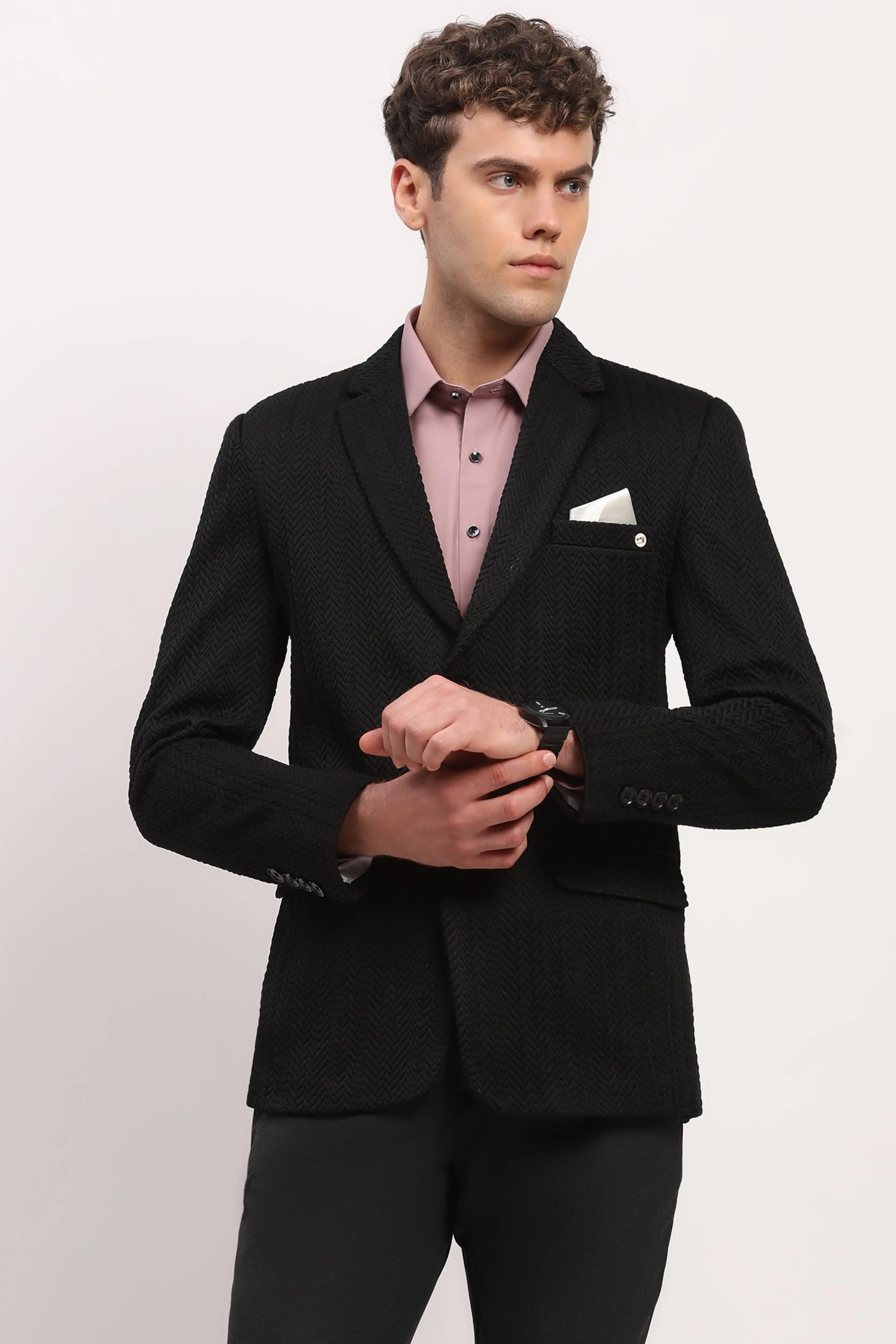 Black Braided Woven Coat