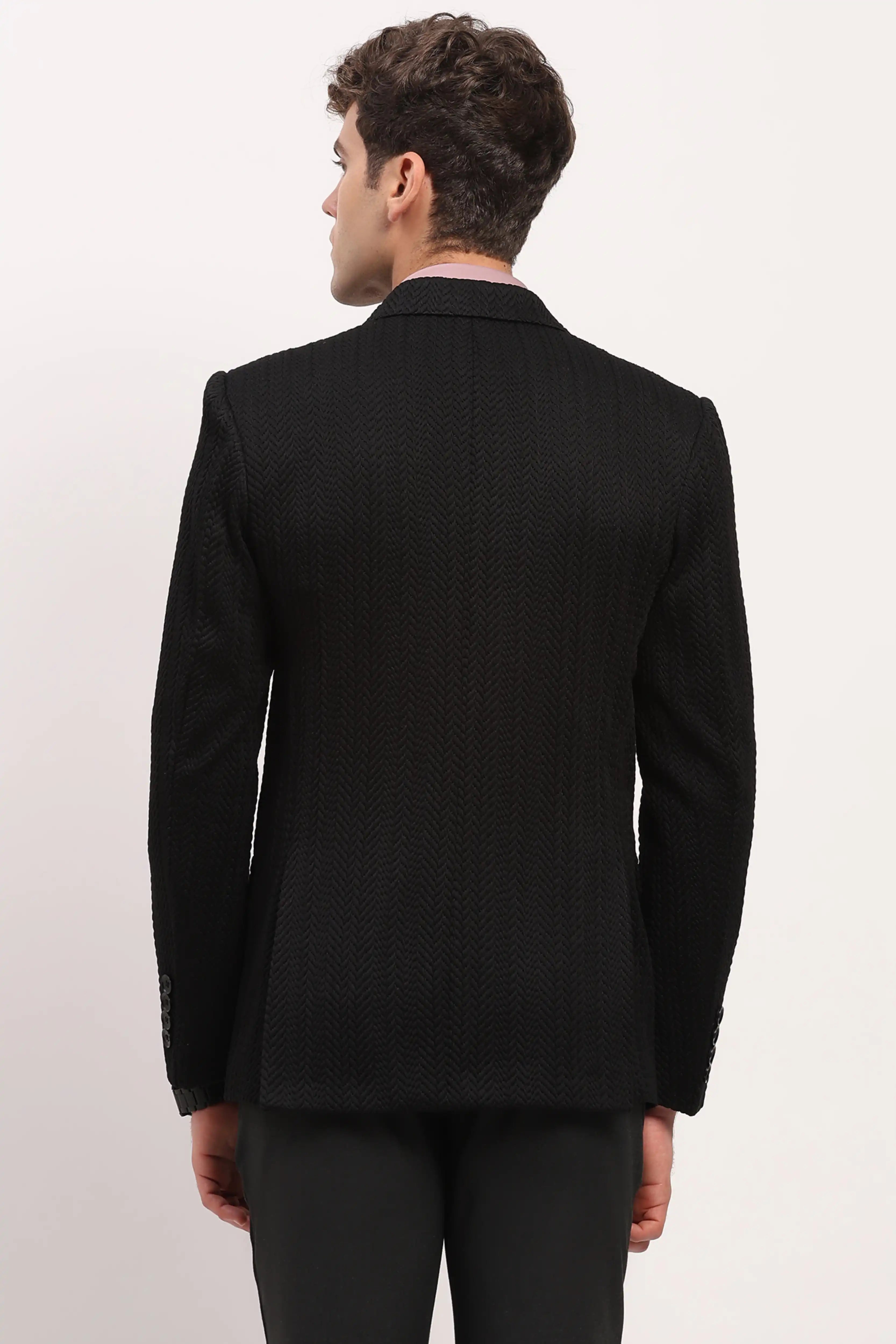 Black Braided Woven Coat