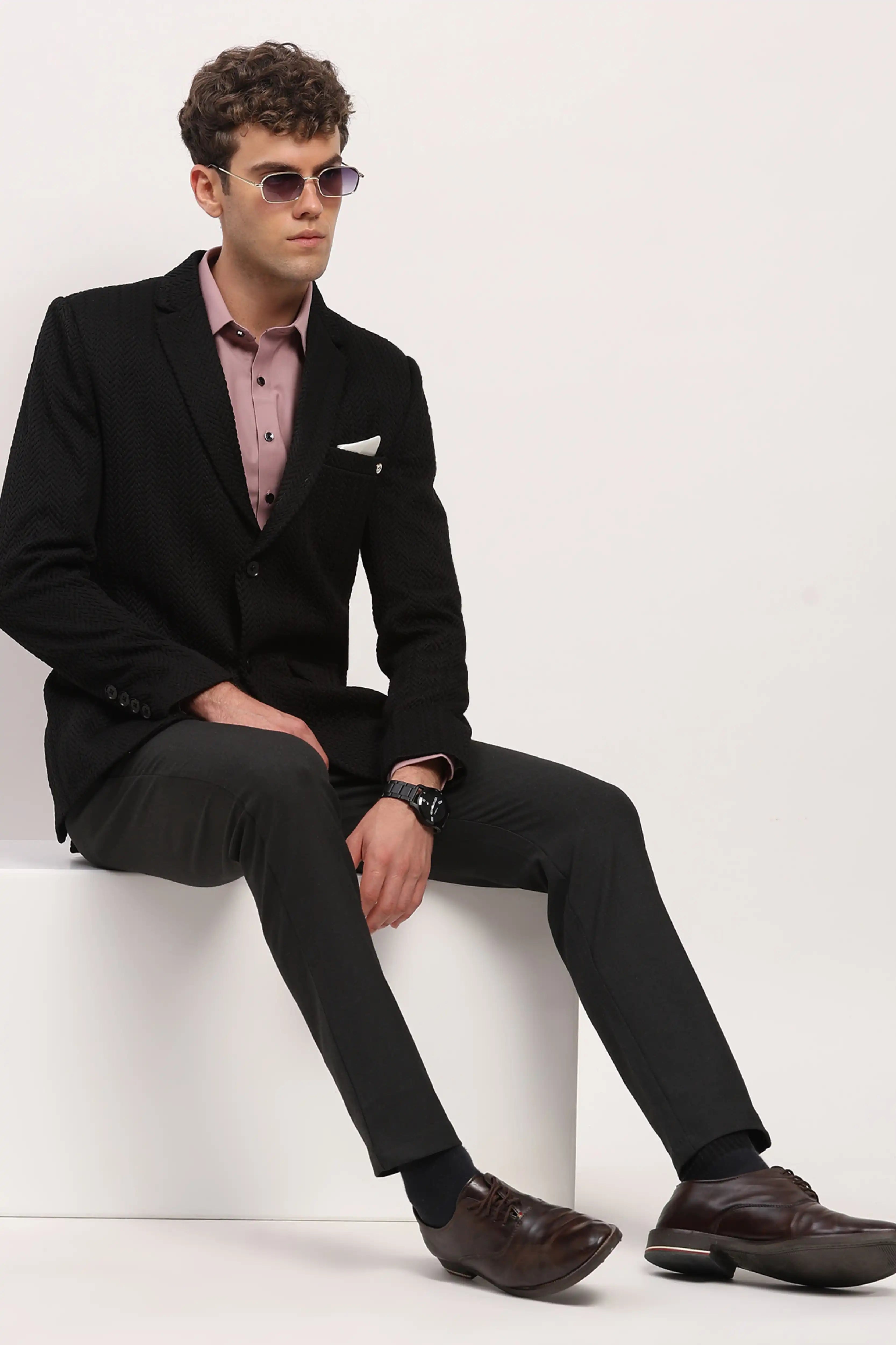 Black Braided Woven Coat