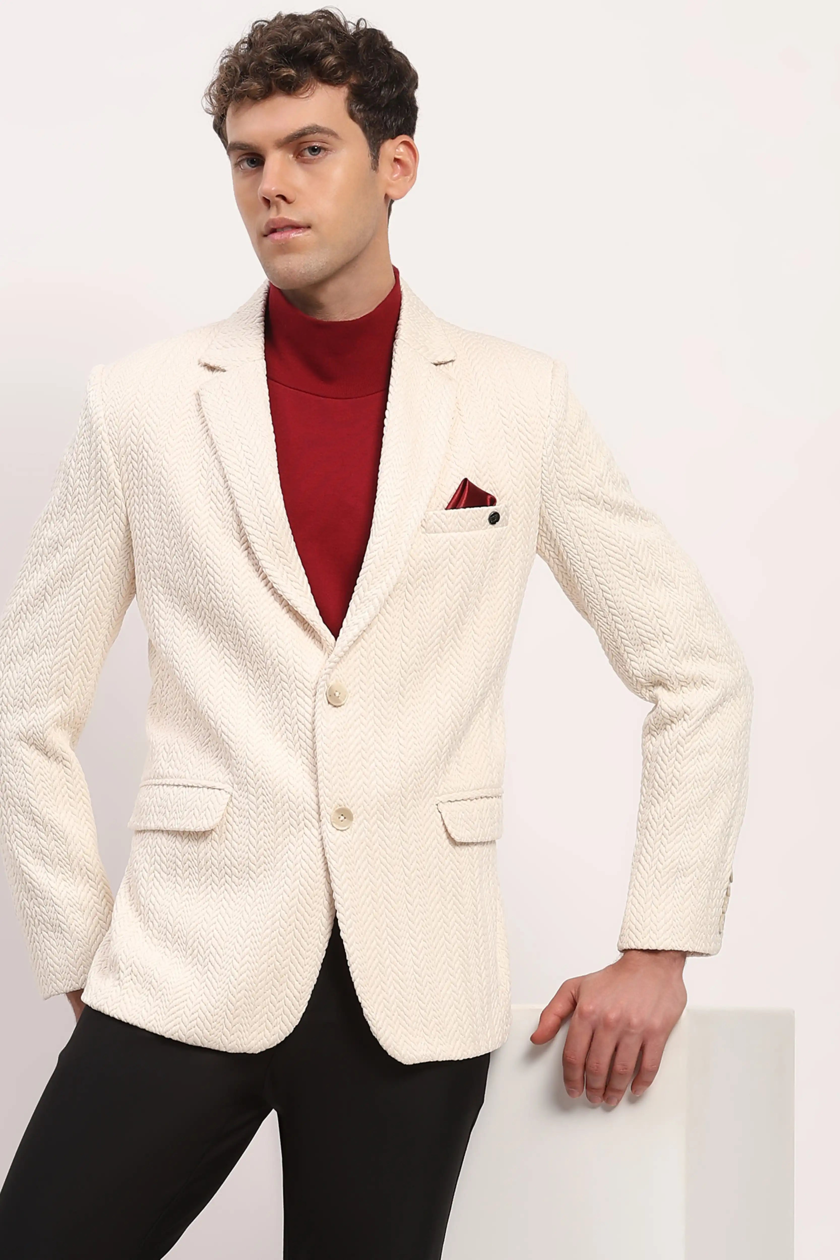 Cream Braided Woven Coat