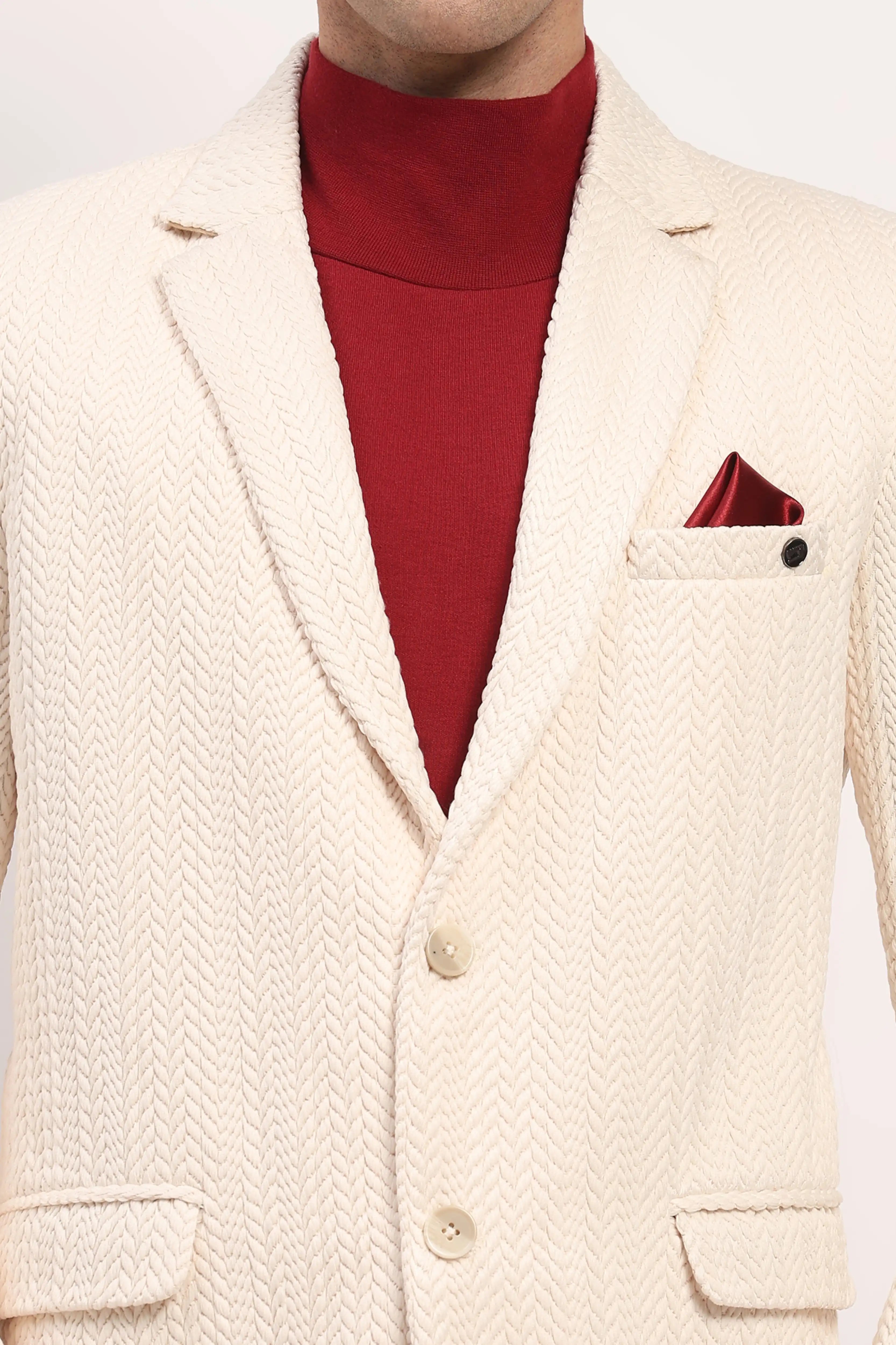 Cream Braided Woven Coat