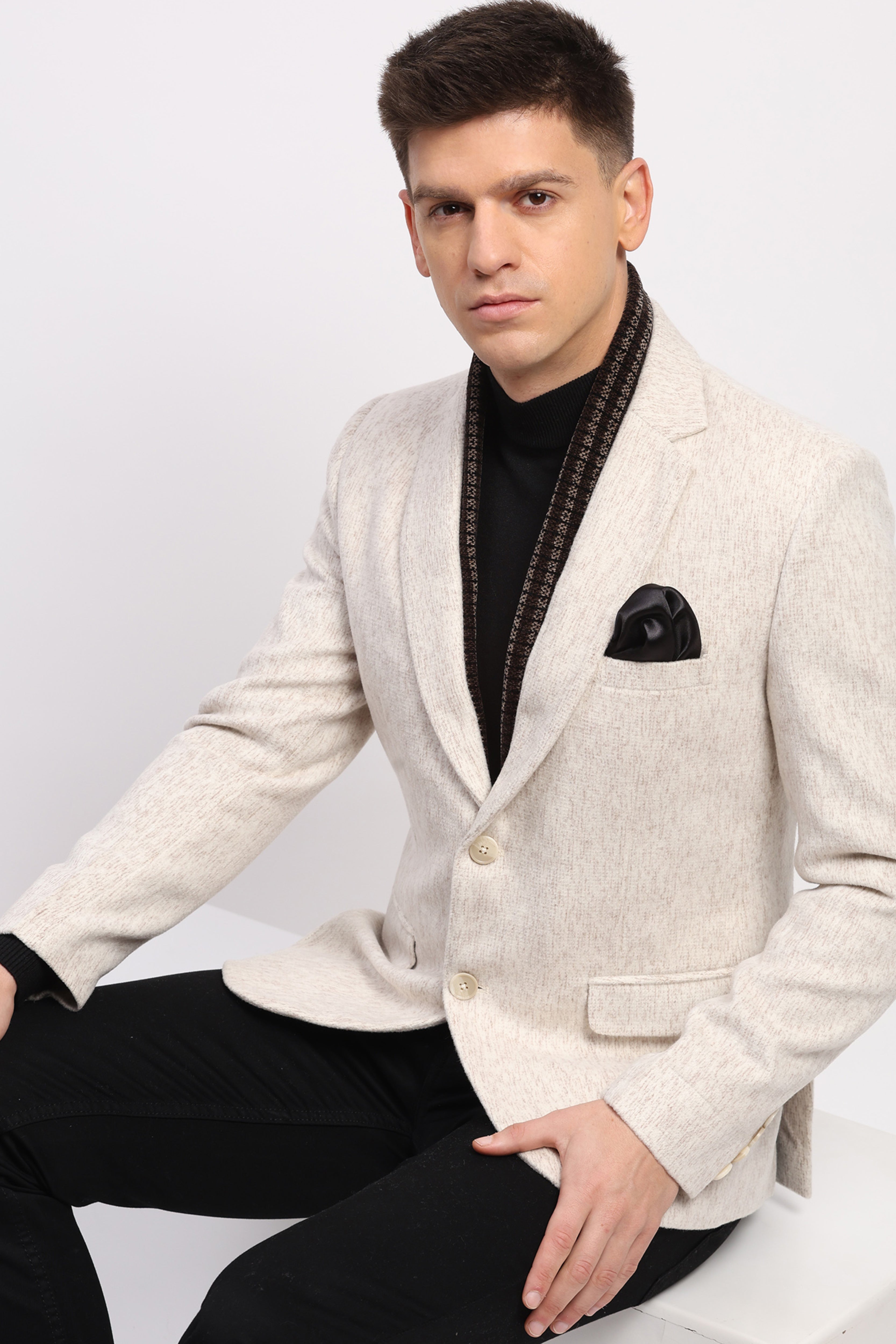 Detachable Muffler Wool-Blend Coat