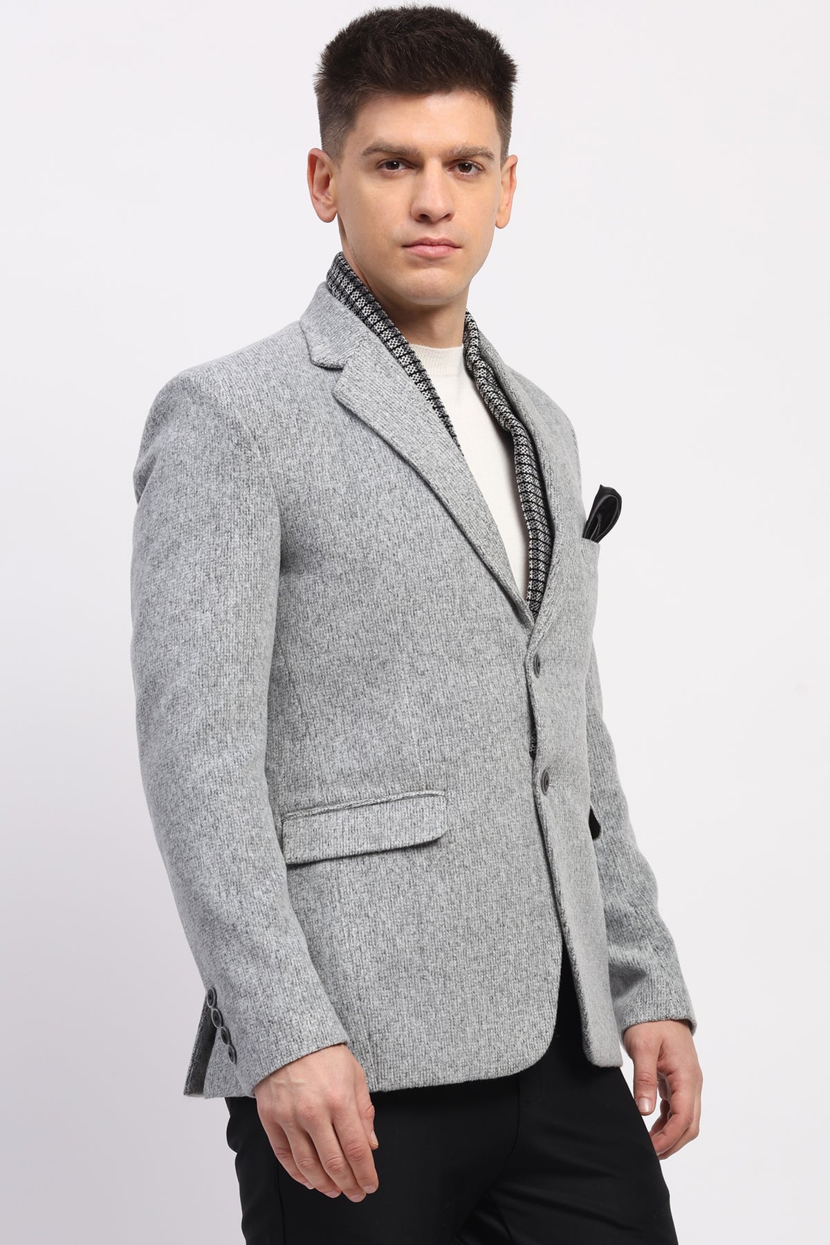 Detachable Muffler Wool-Blend Coat