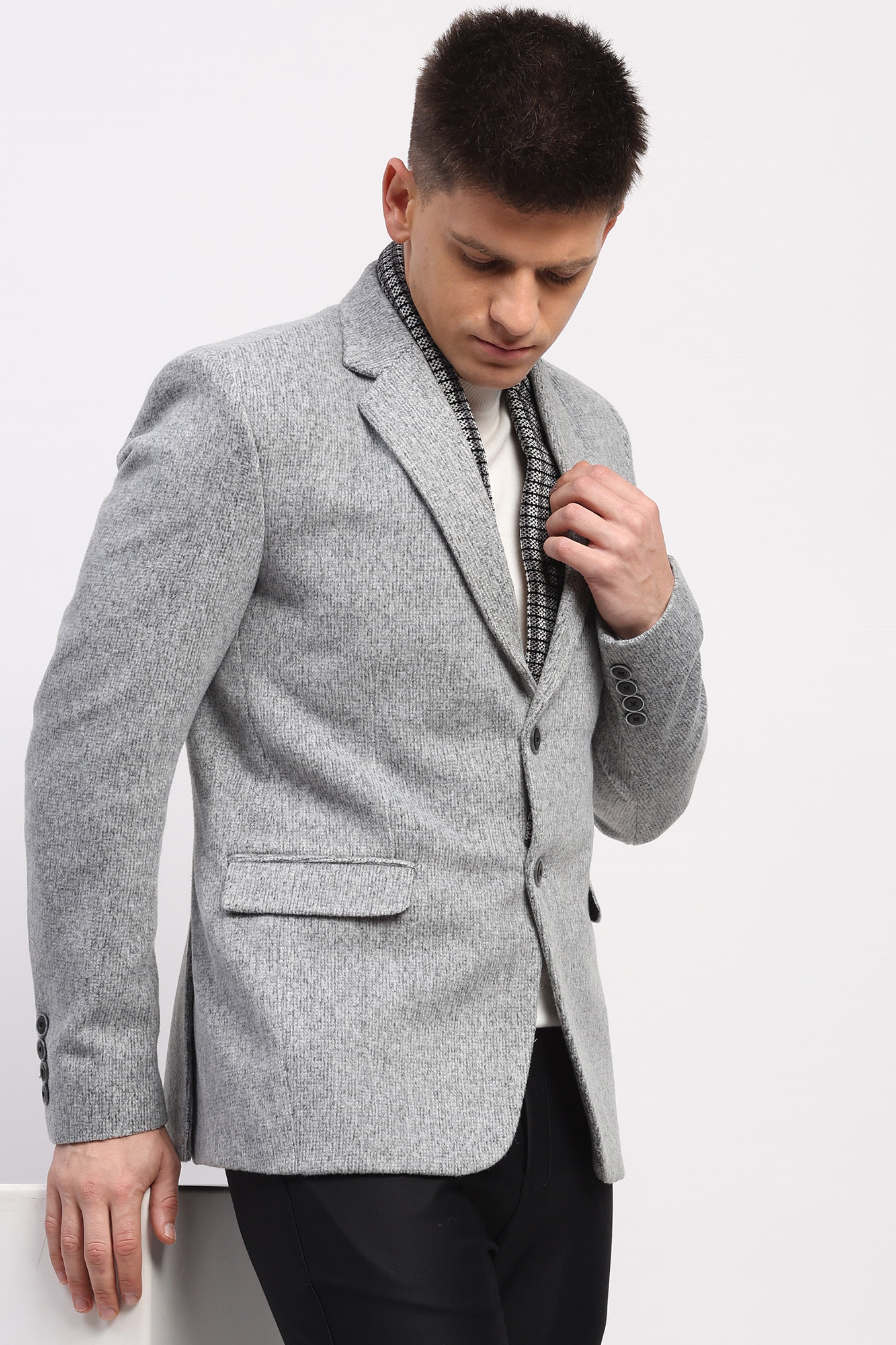 Detachable Muffler Wool-Blend Coat