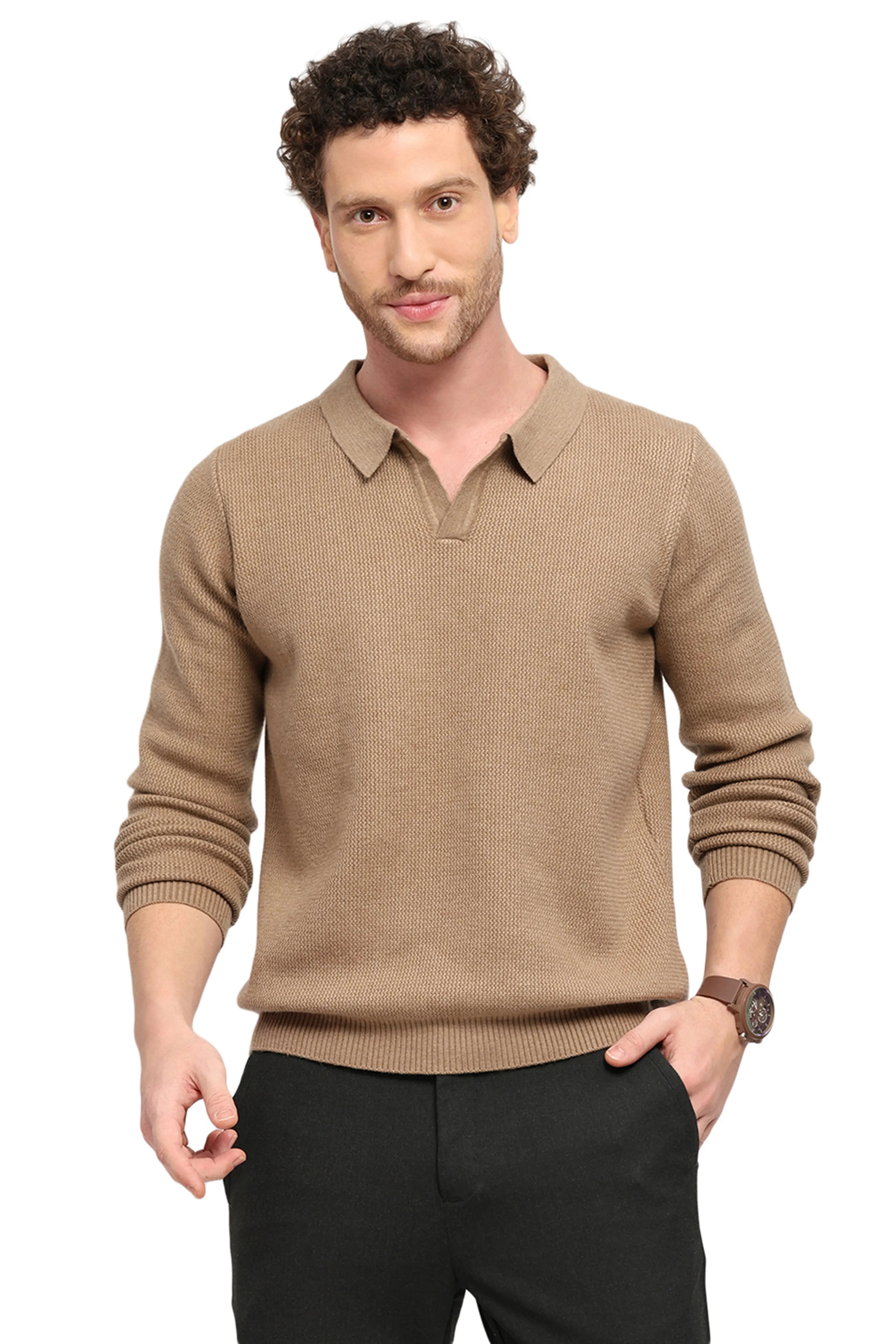 Self-Design Beige Pullover