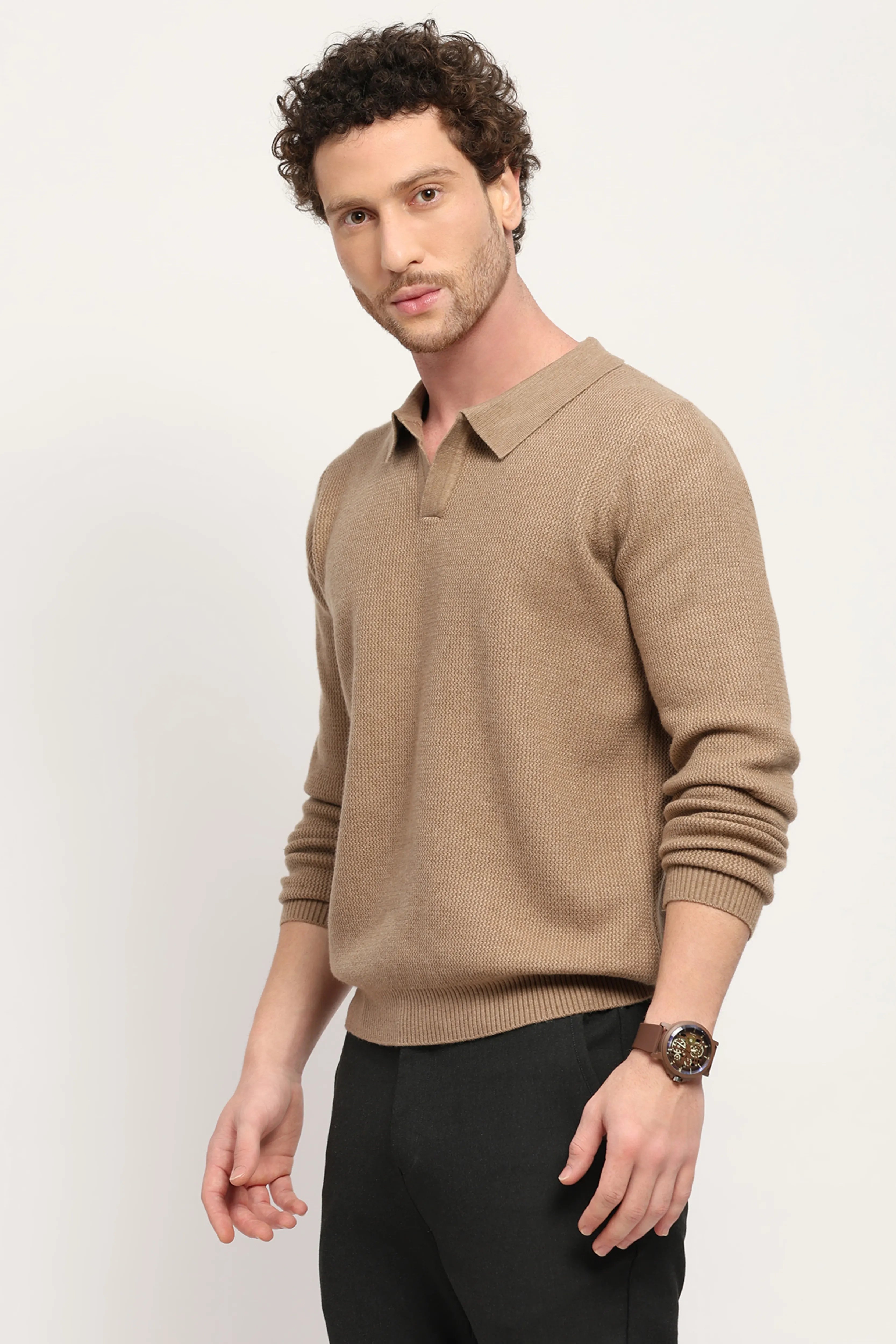 Self-Design Beige Pullover