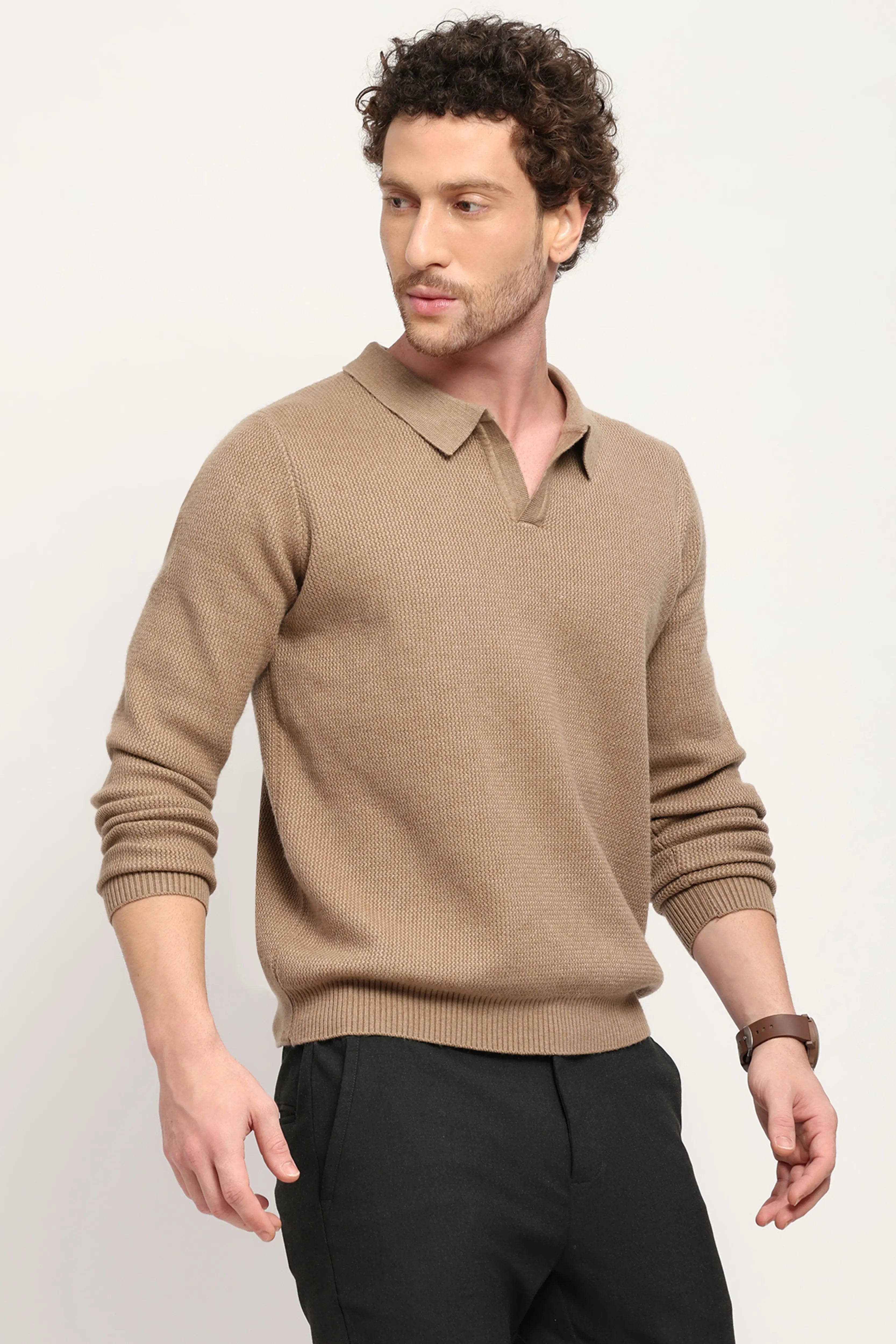 Self-Design Beige Pullover