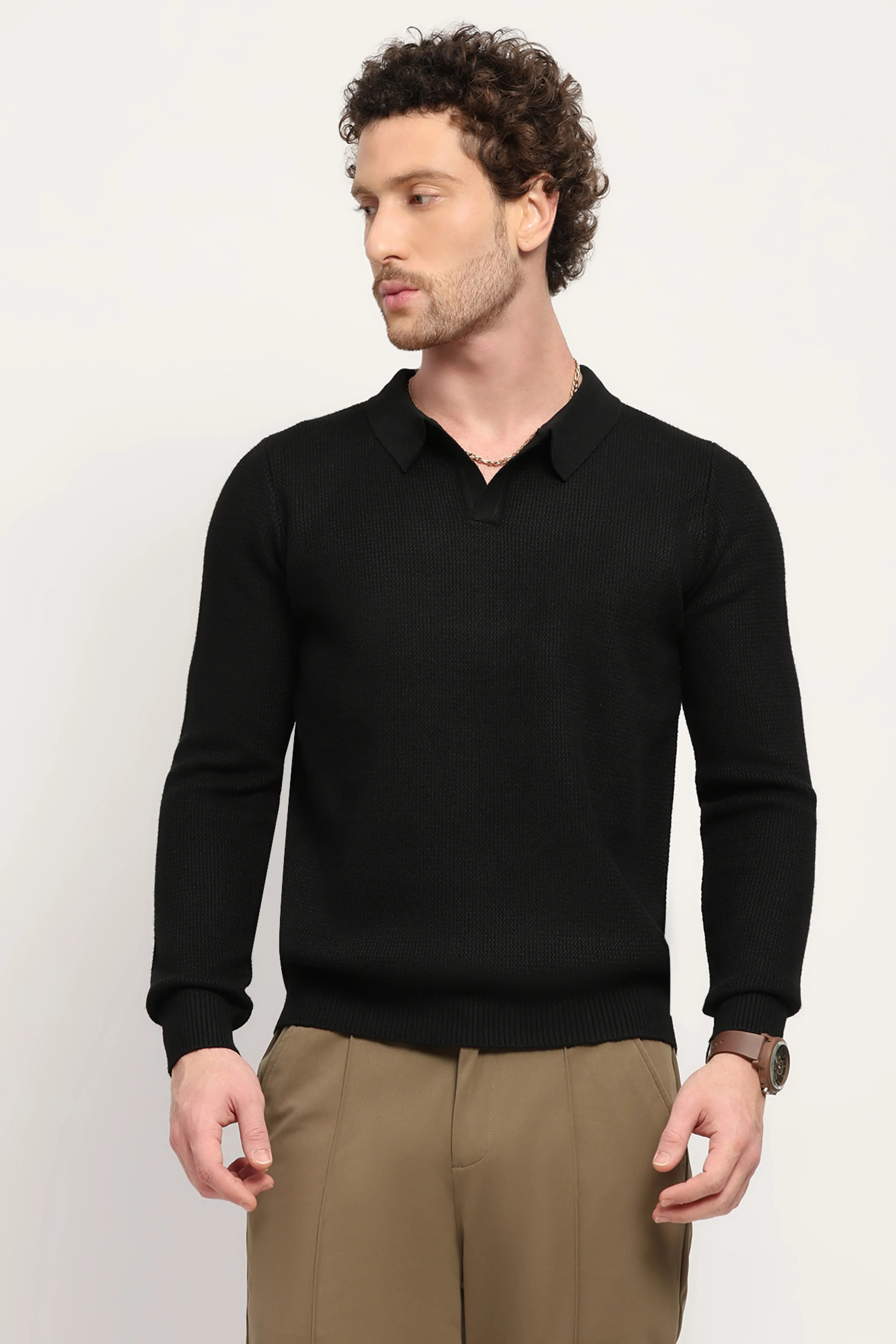 Self-Design Black Pullover