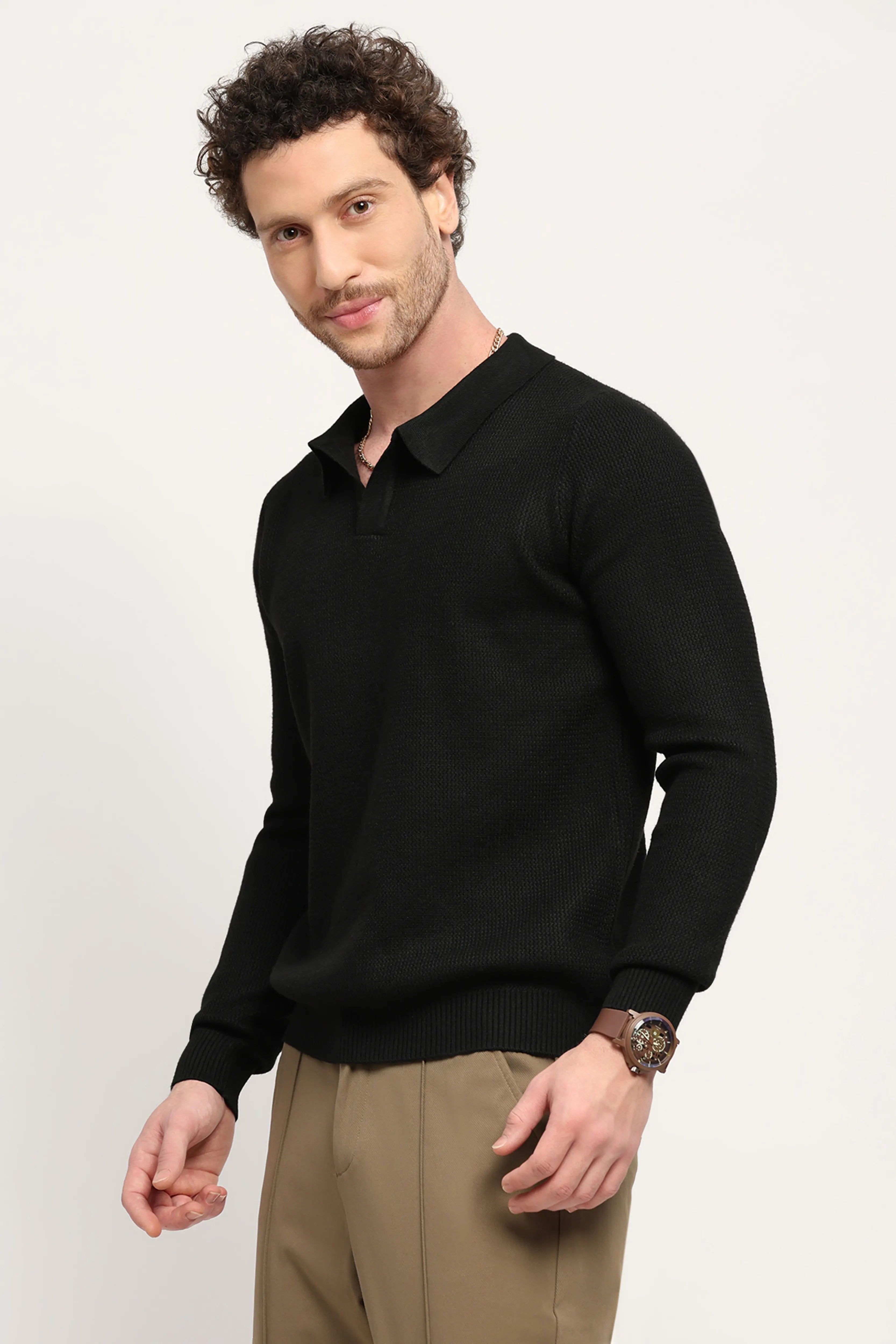 Self-Design Black Pullover