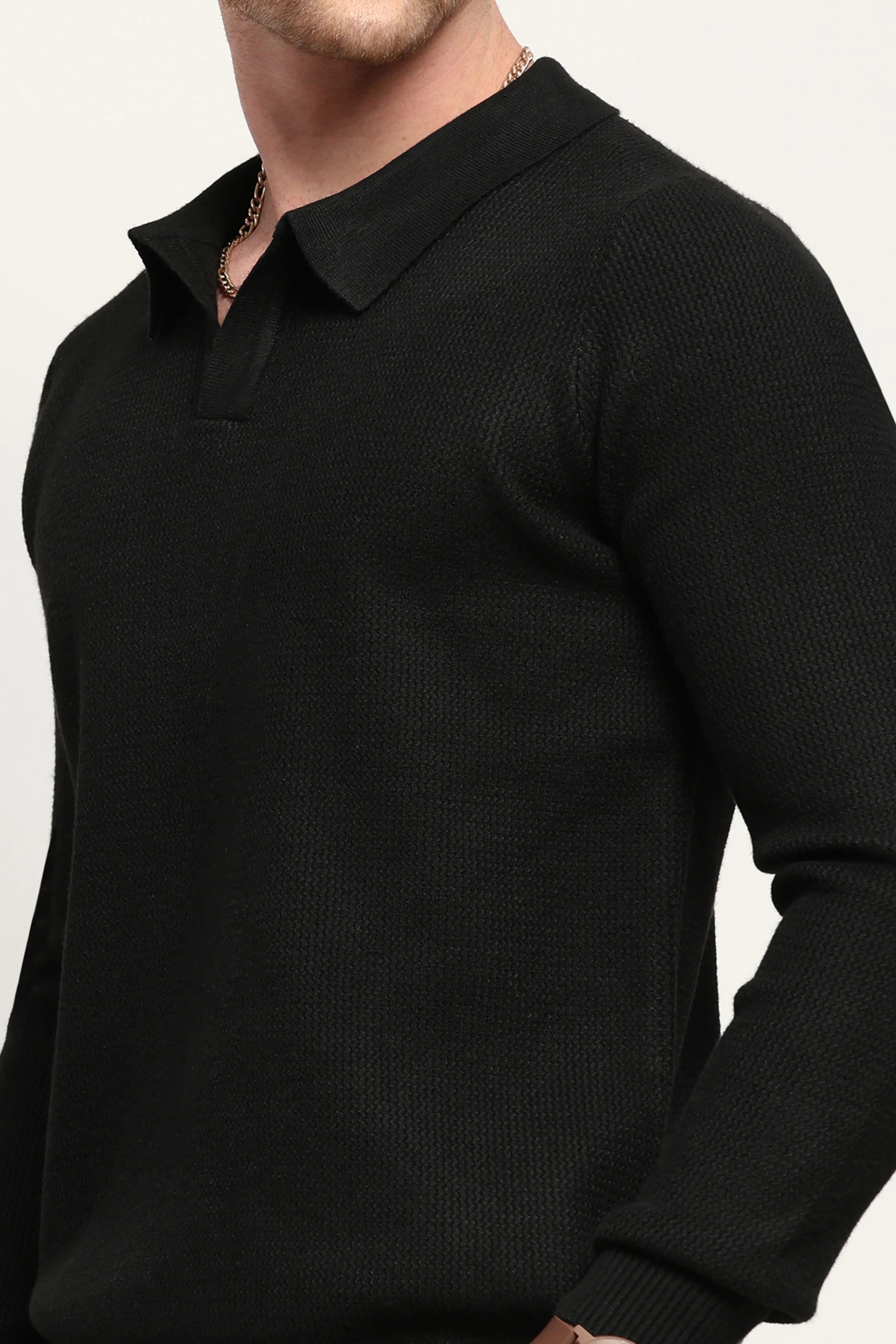 Self-Design Black Pullover - Global Republic