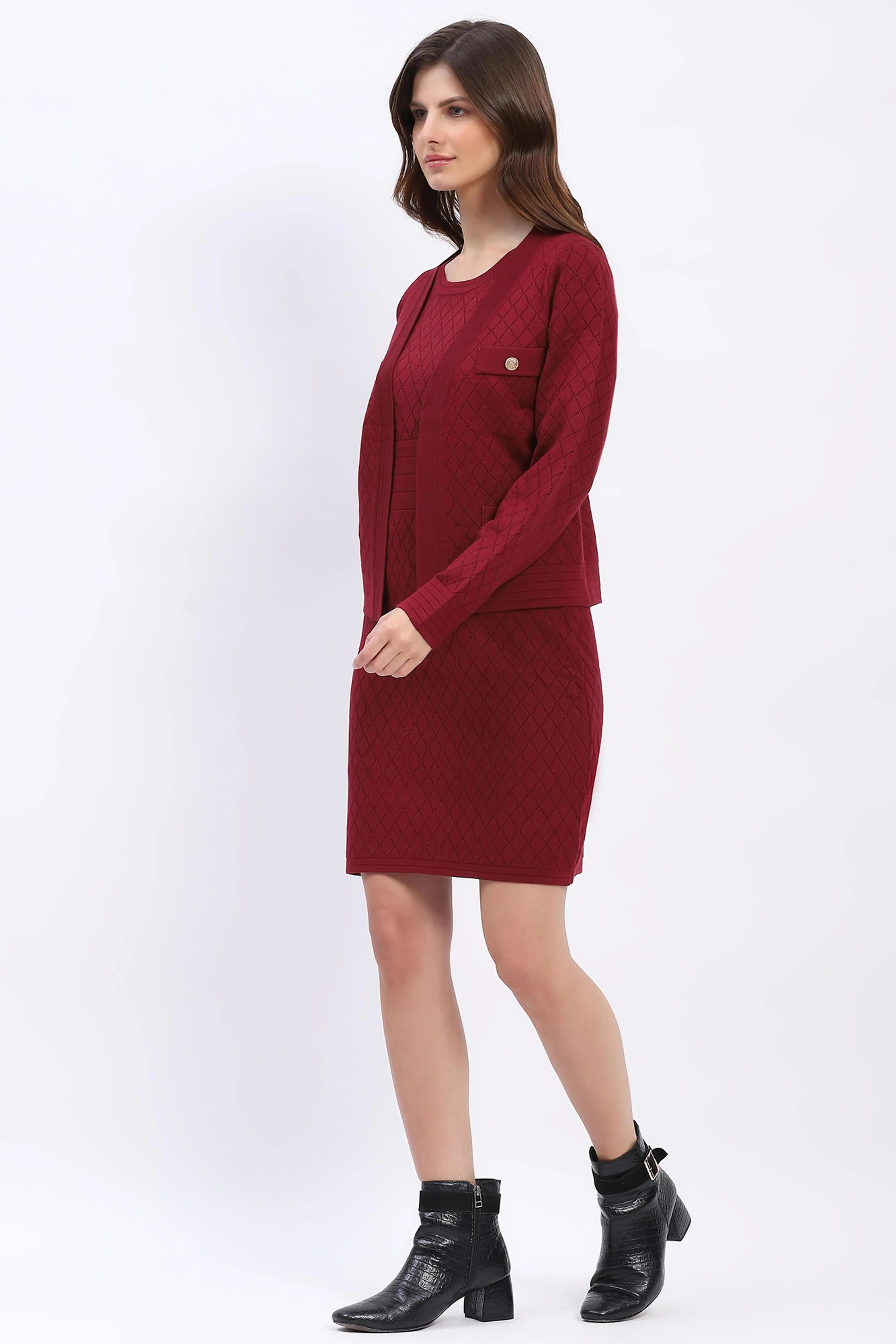 Wine Winter Dress Set - Global Republic