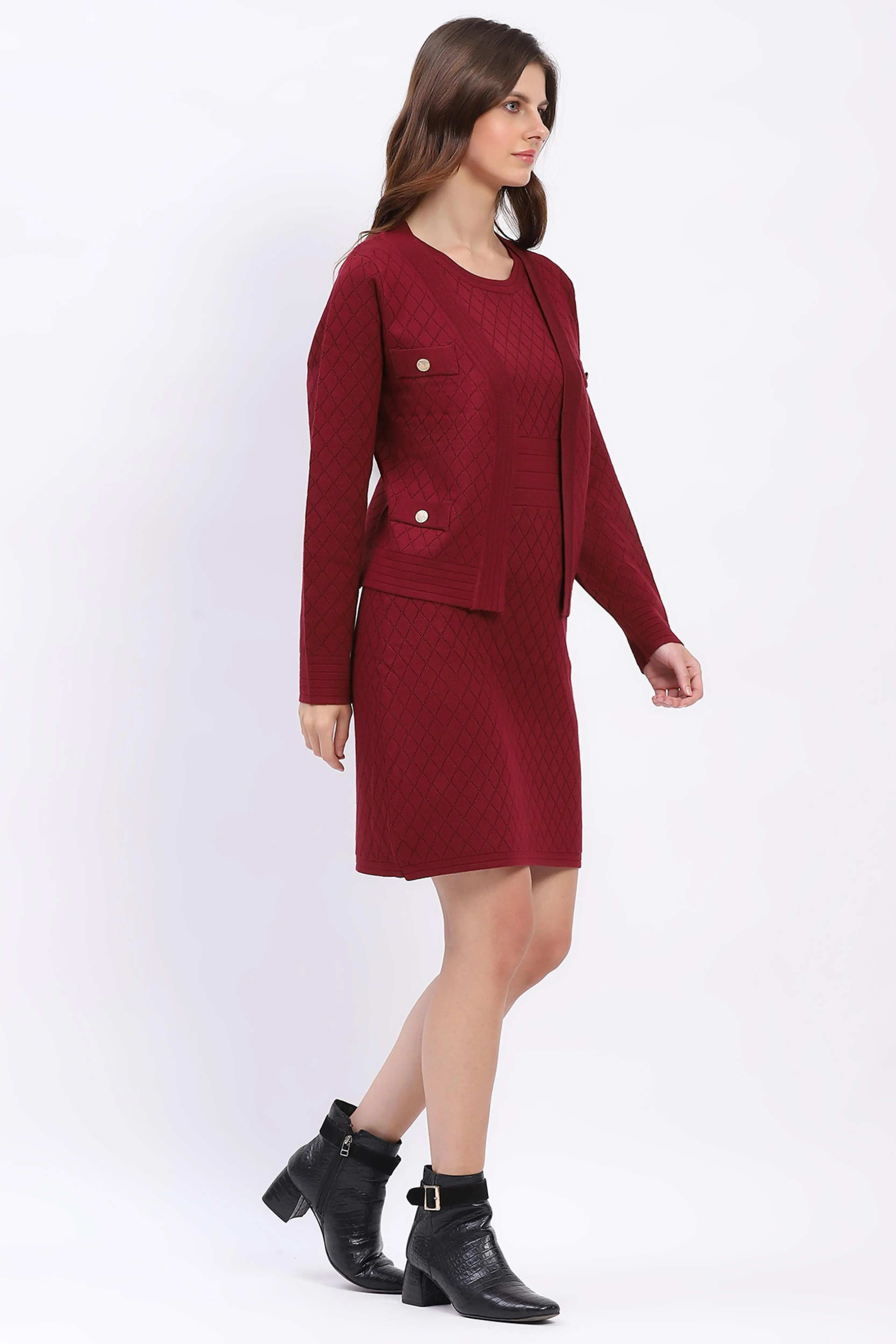 Wine Winter Dress Set - Global Republic