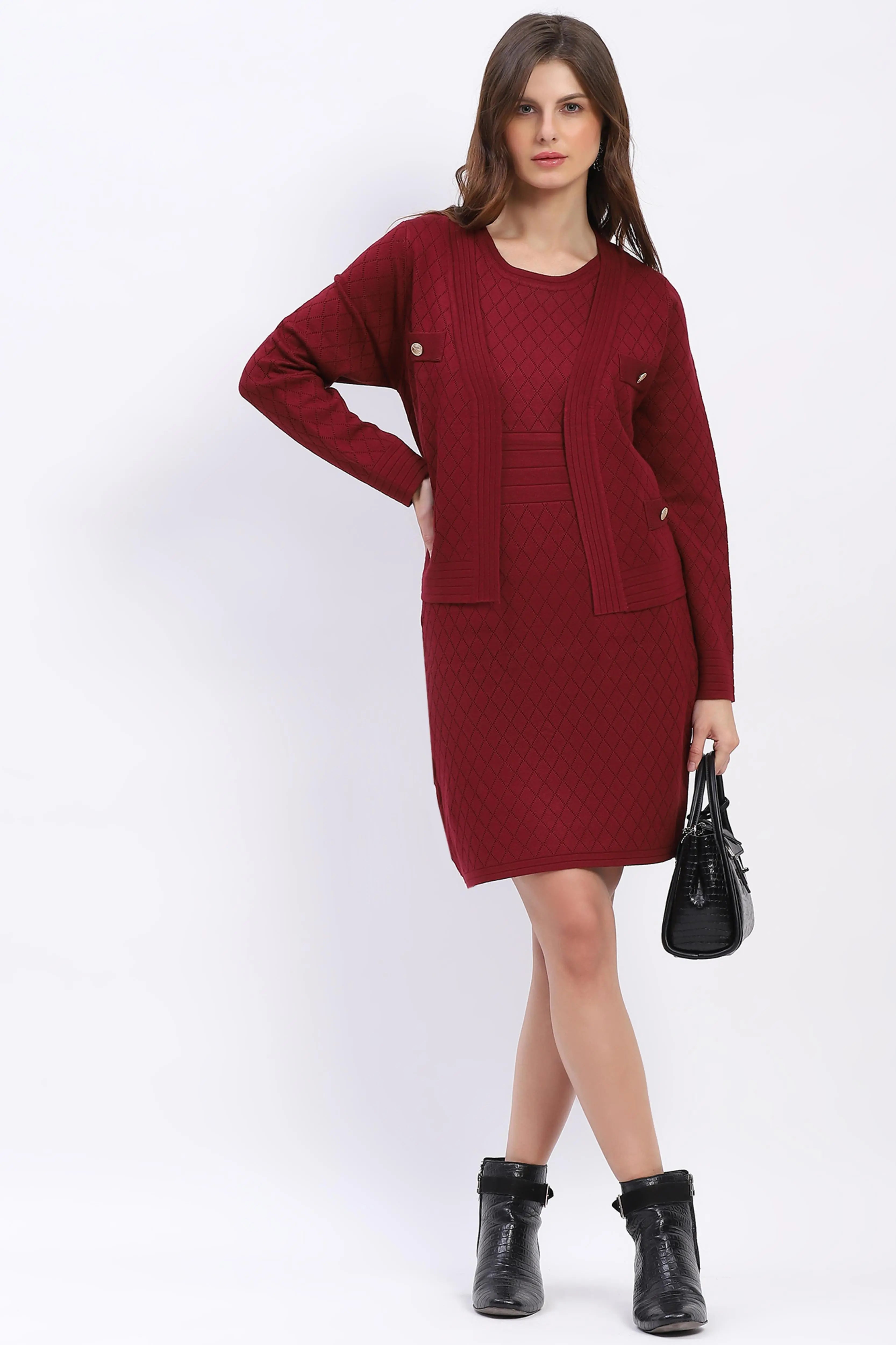Wine Winter Dress Set - Global Republic