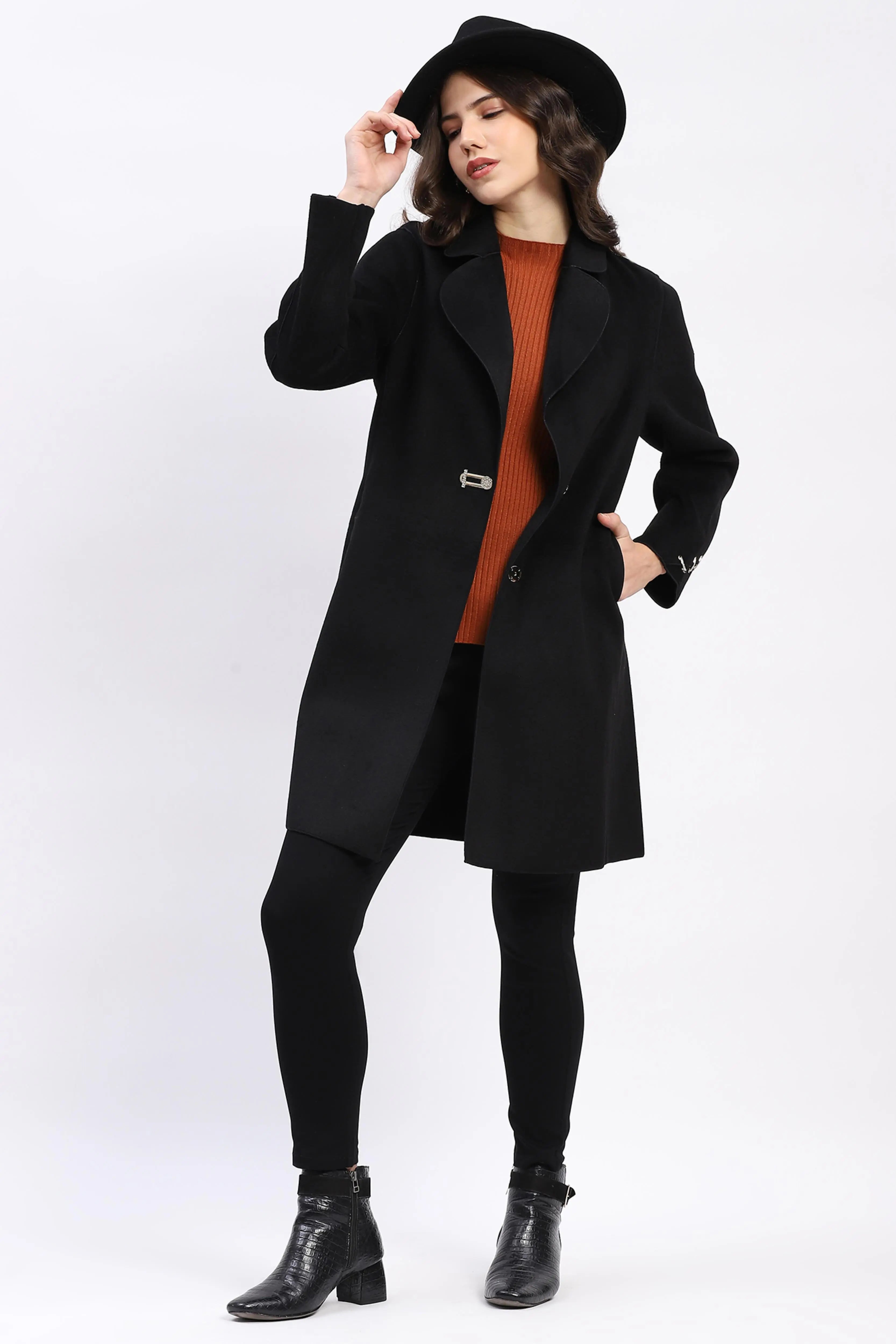 Winter Luxe Black Coat - Global Republic