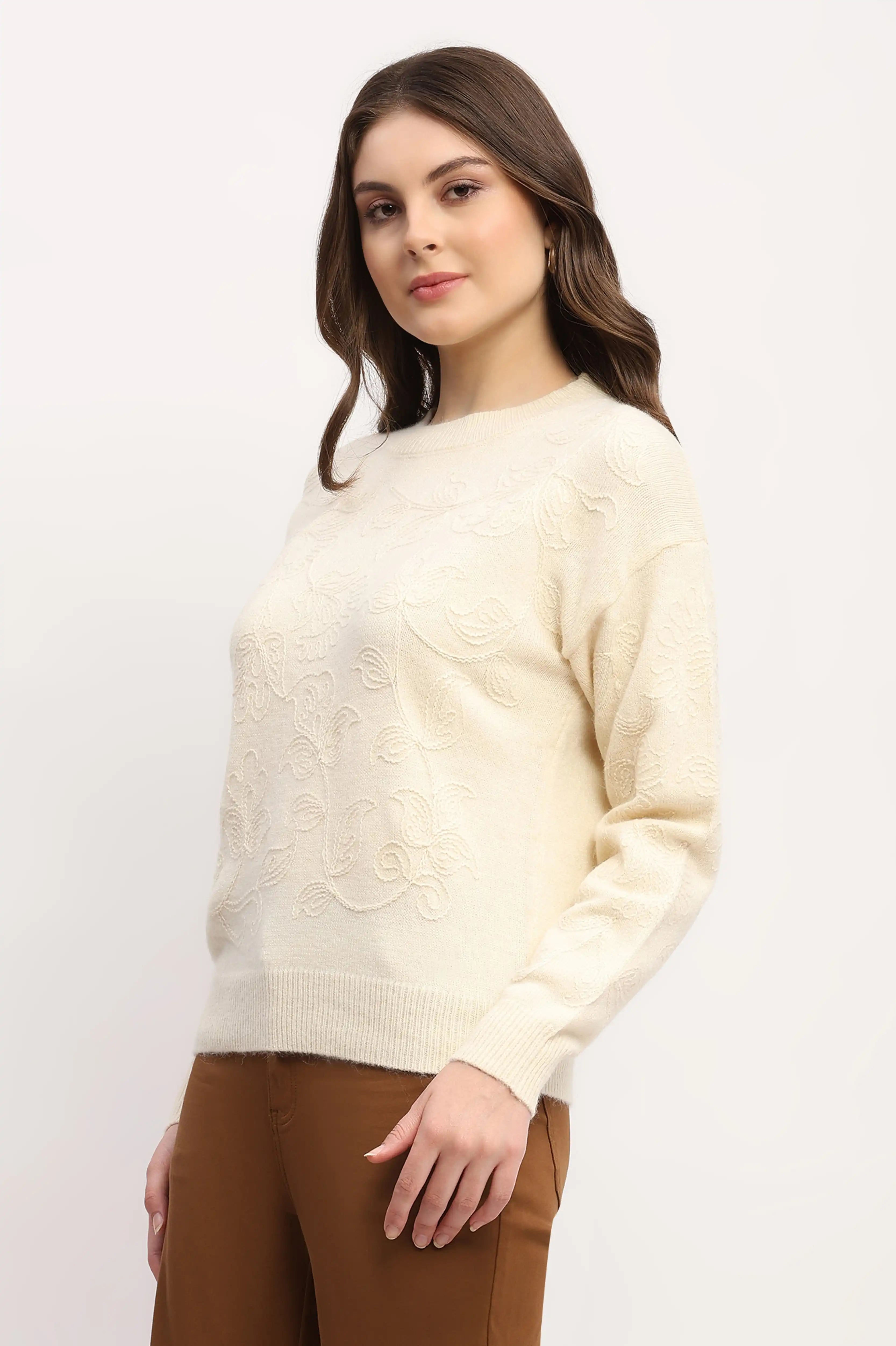 Floral Embroidered Pullover