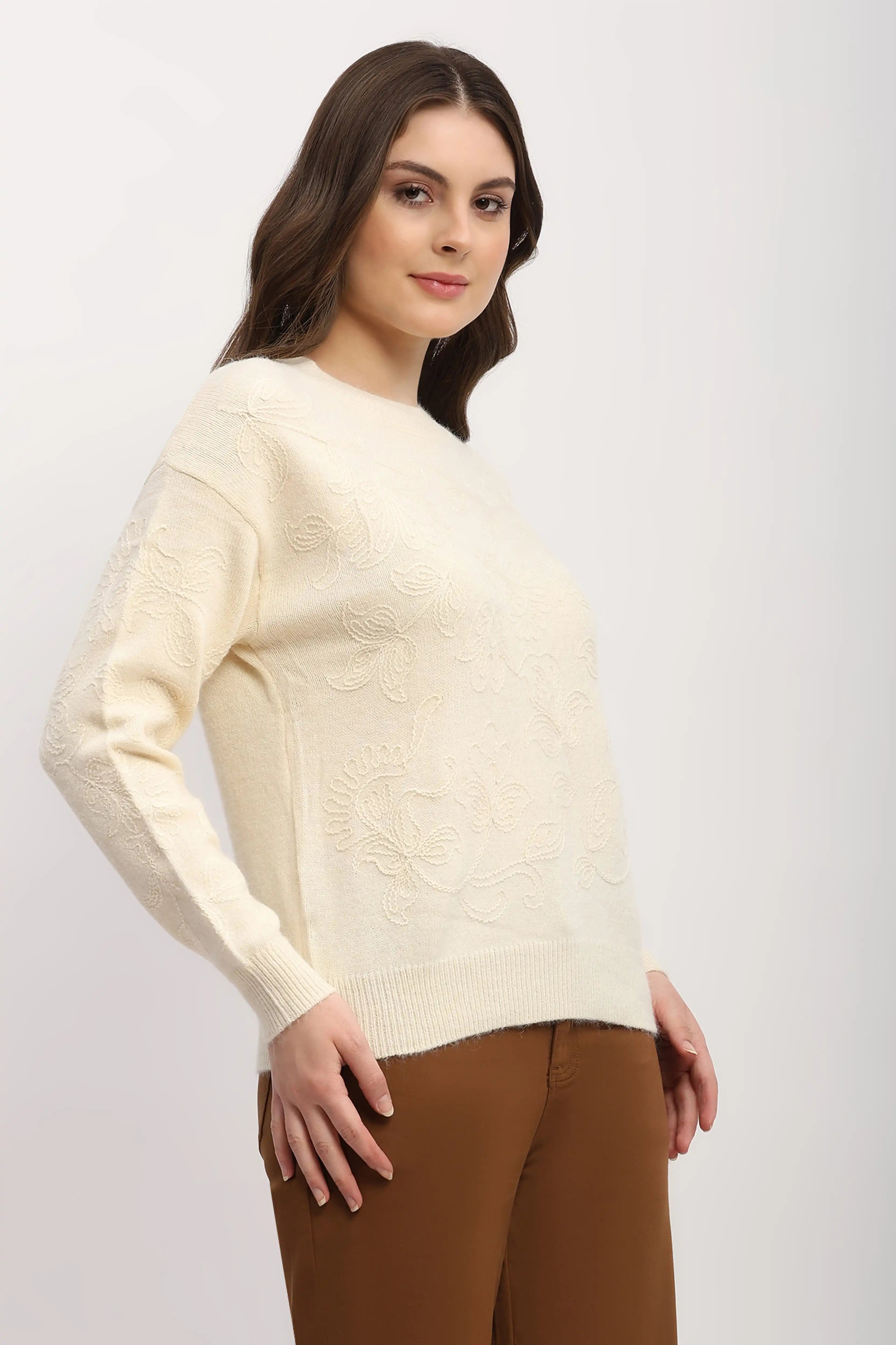 Floral Embroidered Pullover