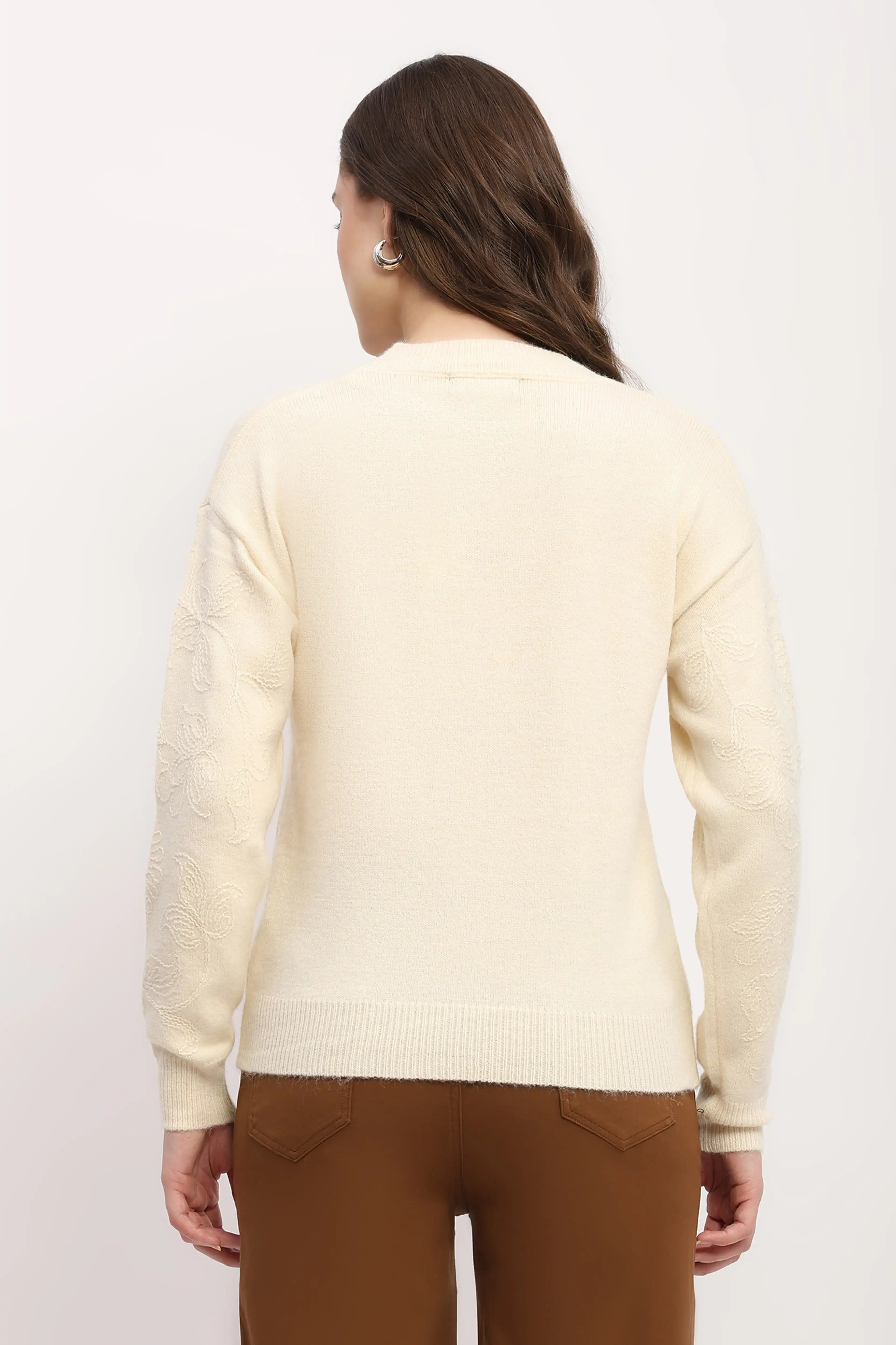 Floral Embroidered Pullover