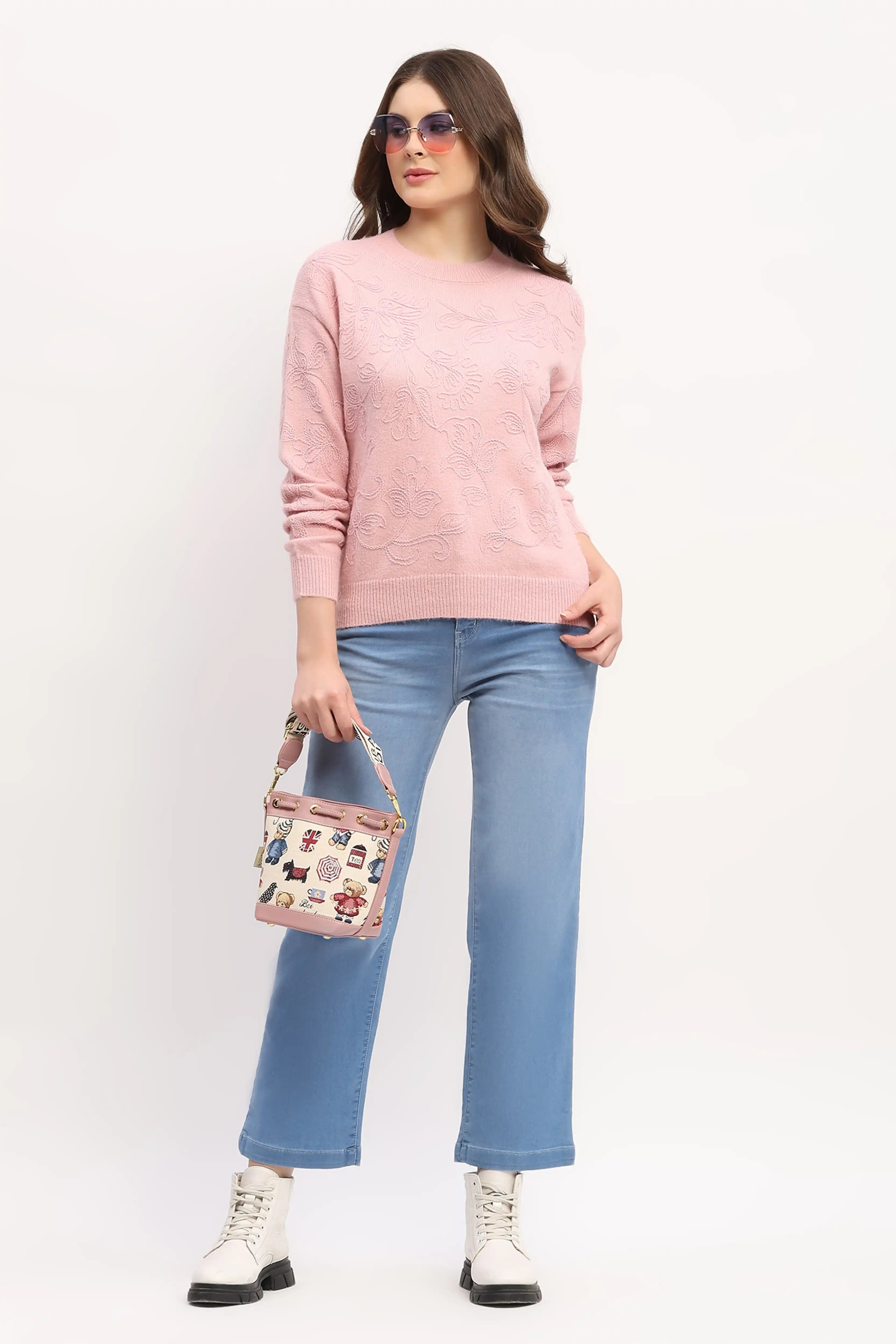 Floral Embroidered Pullover