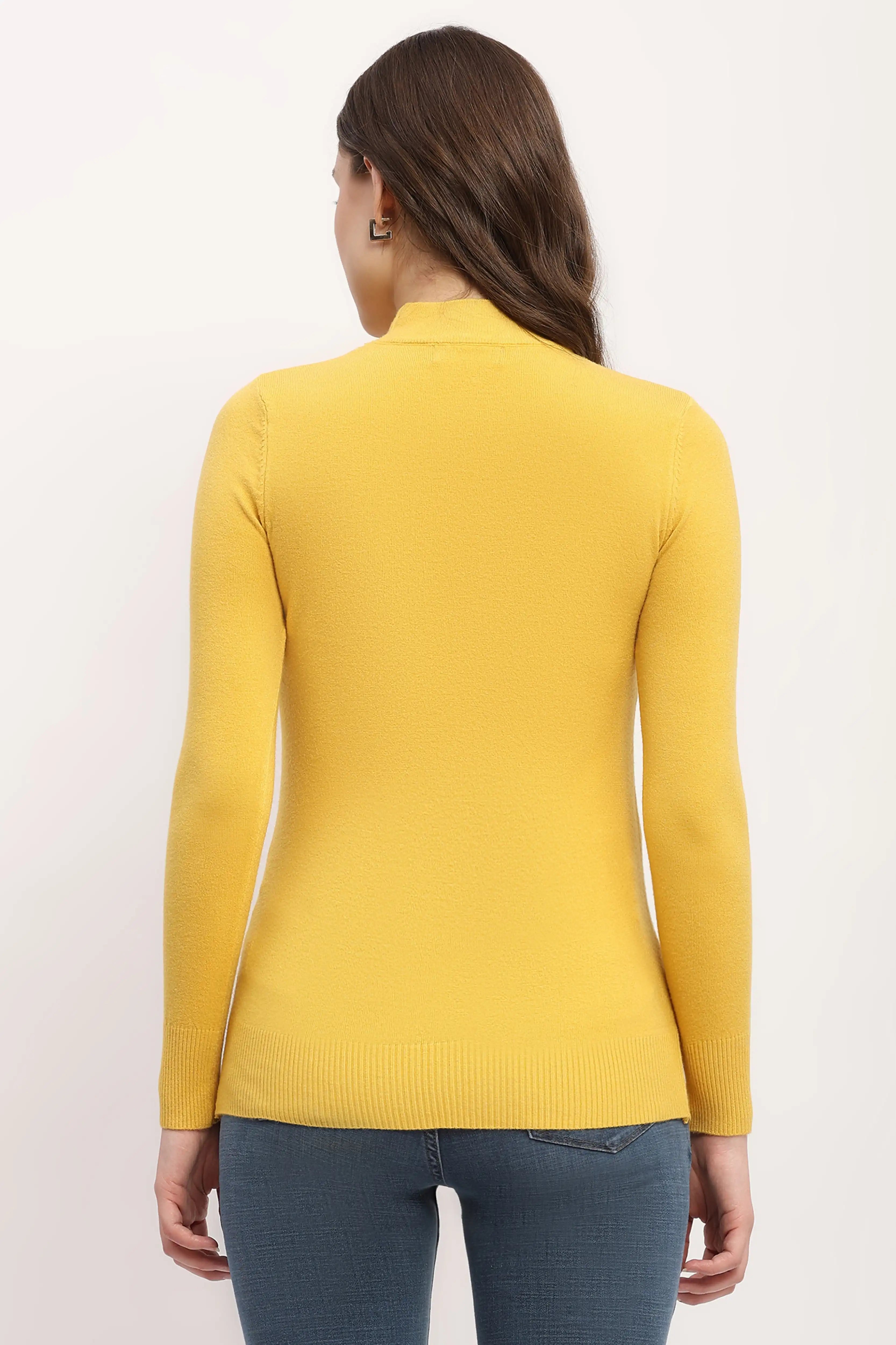 Yellow Slim-Fit High-Neck Pullover