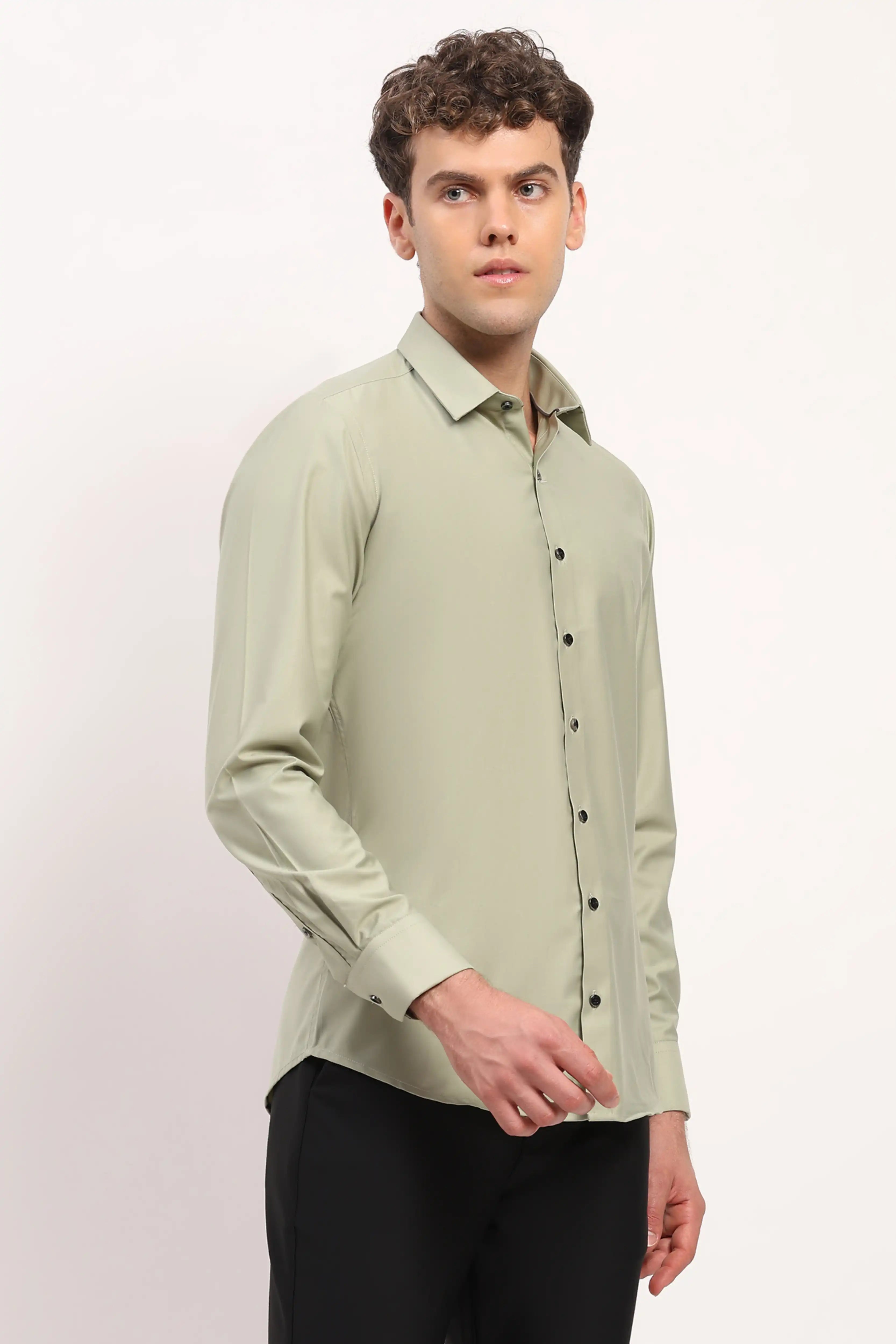 Light Green Viscose-Polyester Shirt